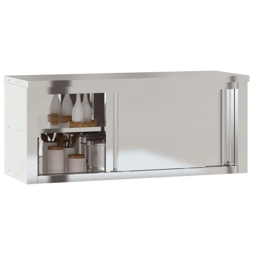 vidaXL Kitchen Wall Cabinet with Shelf Storage Restaurant Stainless Steel - Image 54