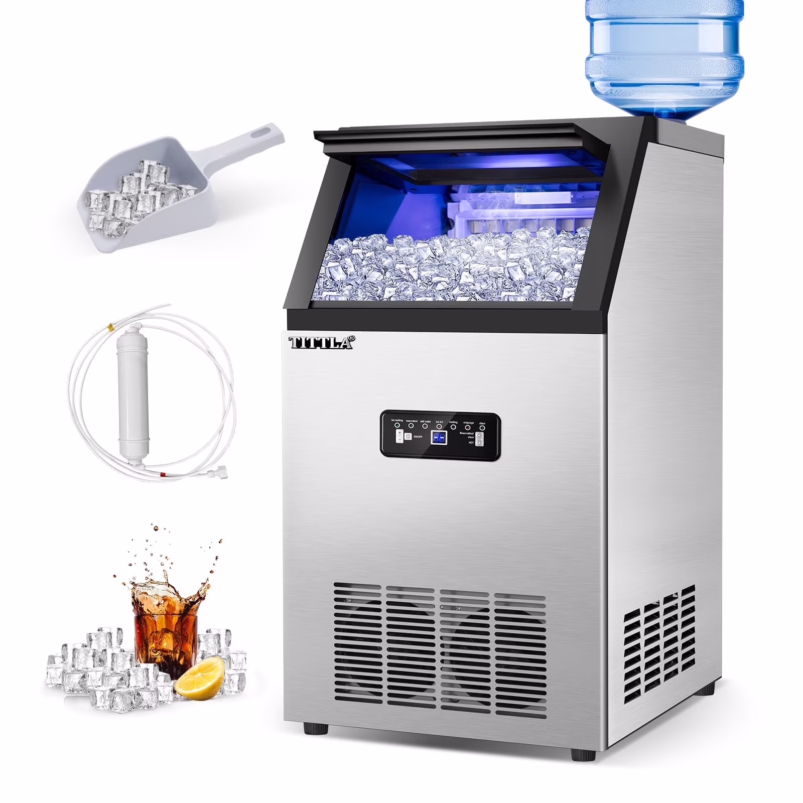 Tittla Commercial Ice Maker 88Lbs/24H,Ice Machine with 11 lbs Storage,36 Cubes in 15-25 mins - Image 3