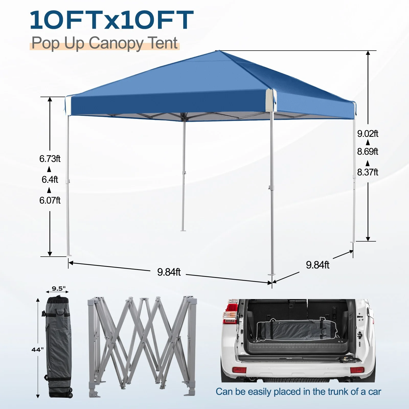 XiHuaZhaoChen Canopy Tent Easy Set-up Outdoor Patio Canopy Adjustable Straight Leg Heights Instant Shelter with Wheeled Bag,Gray,10' x 10' - Image 12