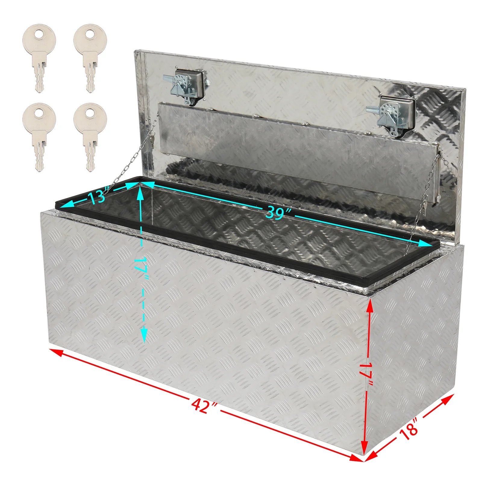 GZXS 36" Aluminum Storage Box Truck Underbody Toolbox Trailer RV Tool Heavy Duty Aluminum Tool RV ATV Trailer Storage Boxes W/Locks Keys Silver (36" x 18" x 17") - Image 16