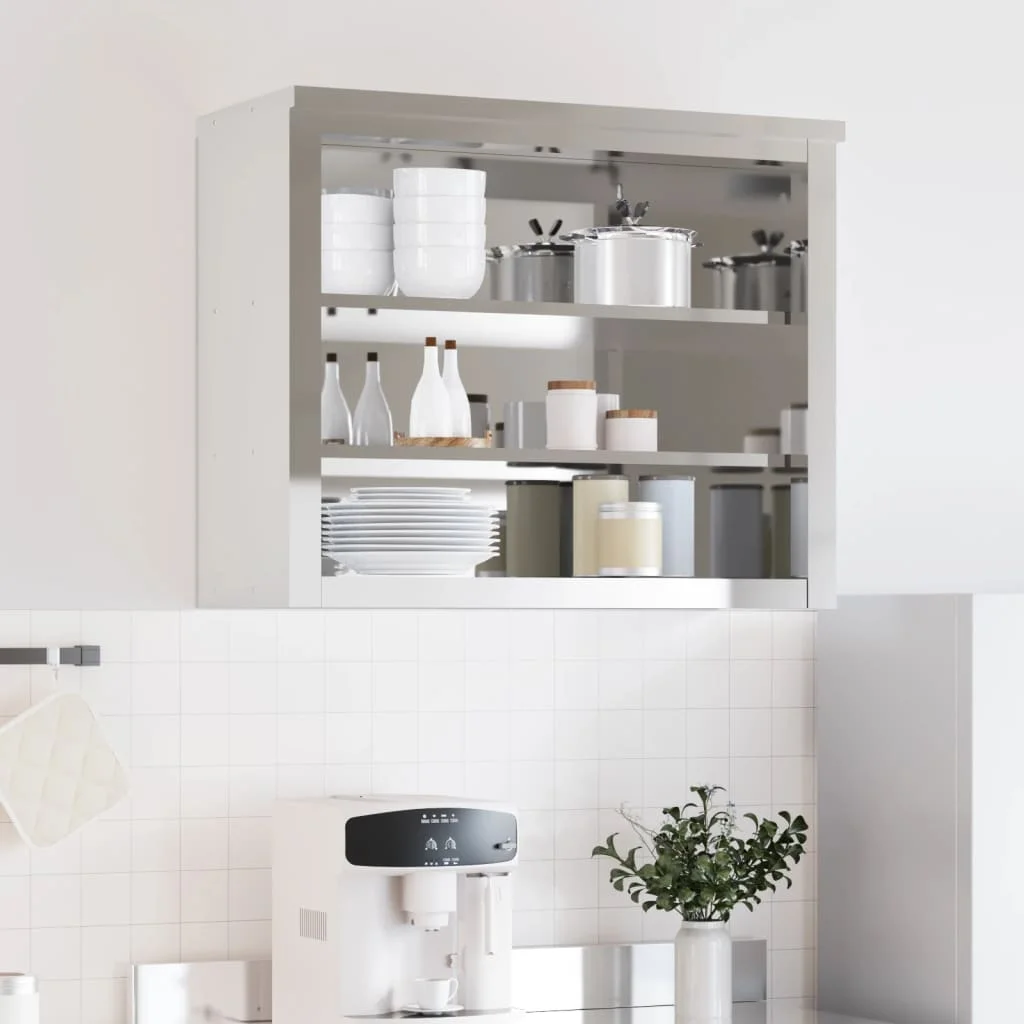 vidaXL Kitchen Wall Cabinet with Shelf Storage Restaurant Stainless Steel - Image 20
