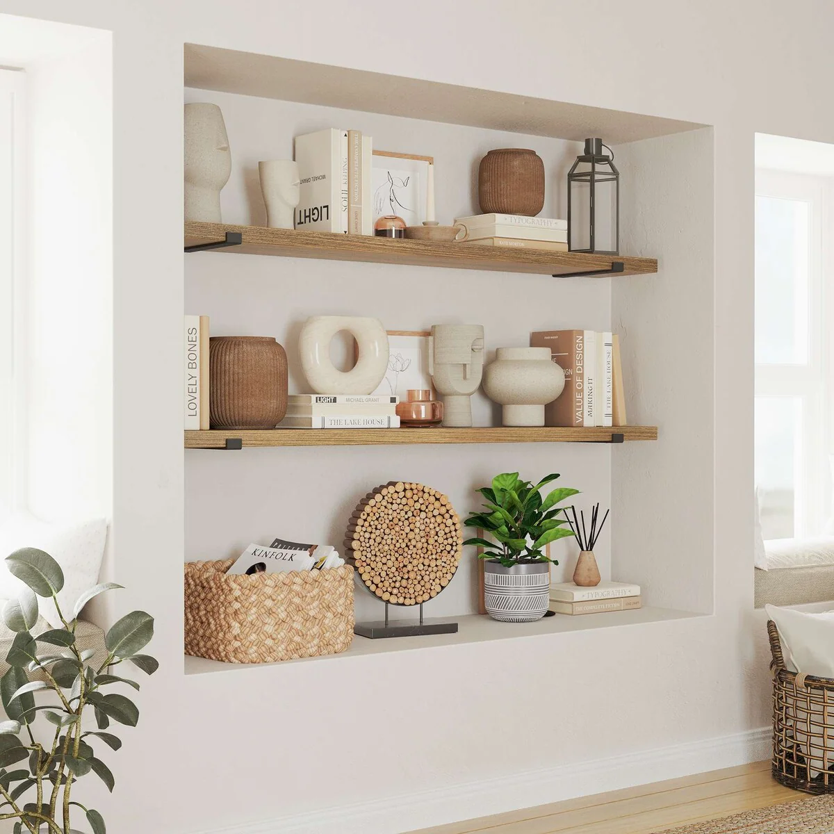 60 Inch Floating Wall Shelf, 9.25" Deep Wall Mounted Storage Shelf for Living Room, Bedroom and Home Decor - Image 7