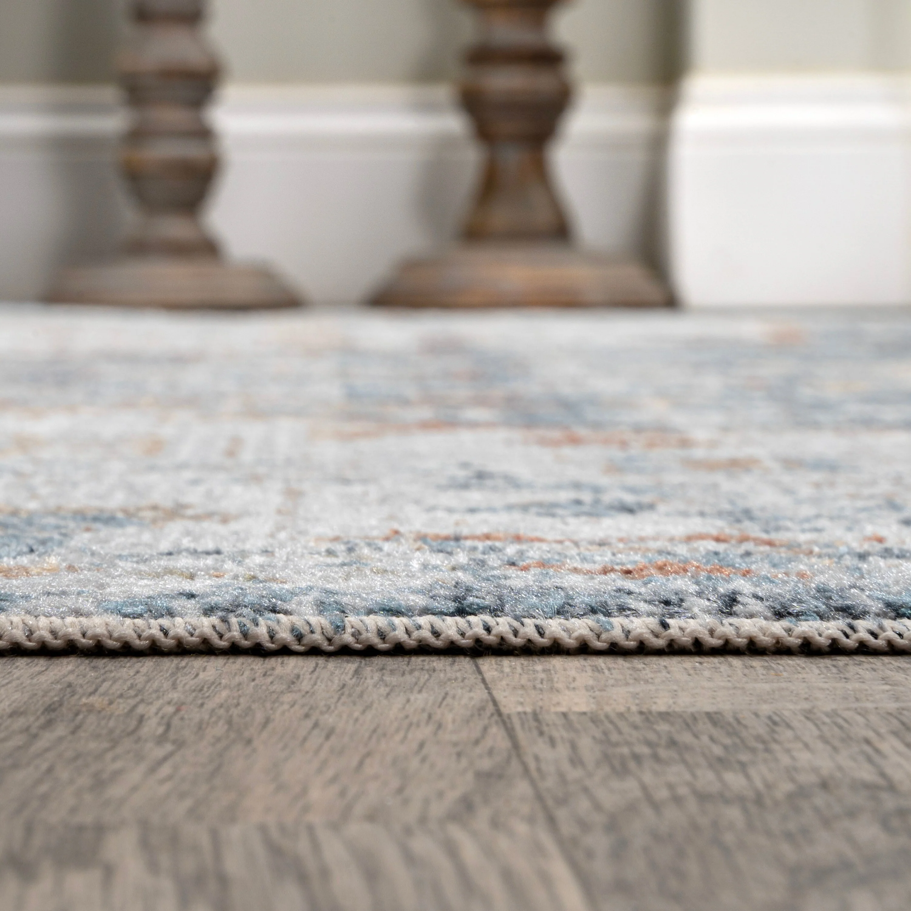 Bohemian Medallion Low-Pile Machine-Washable Area Rug, Cream and Terra - Image 21