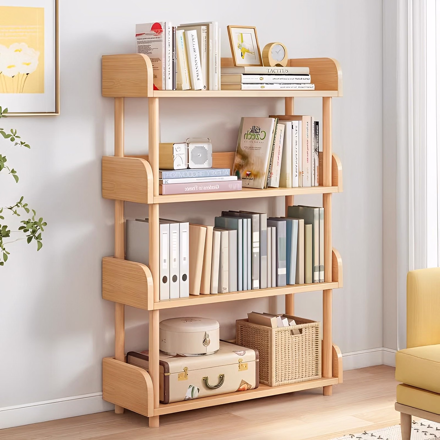 4-Tier Wooden Open Bookcase, Warm White - Image 2