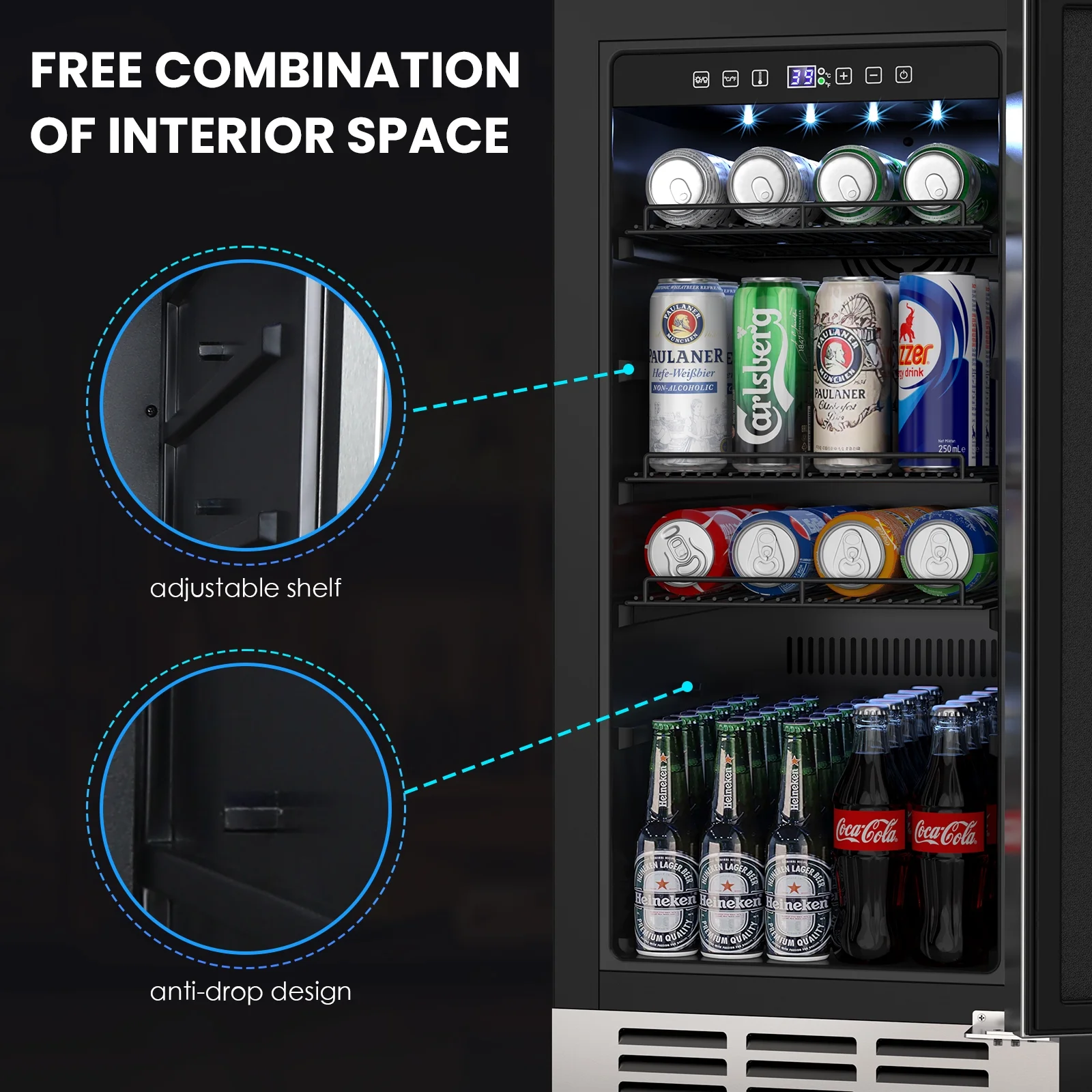 QAUSOU 24 Inch Under Counter Double Drawer Fridge, Weather Proof Stainless Steel Outdoor Beverage Refrigerator for Patio - Image 13