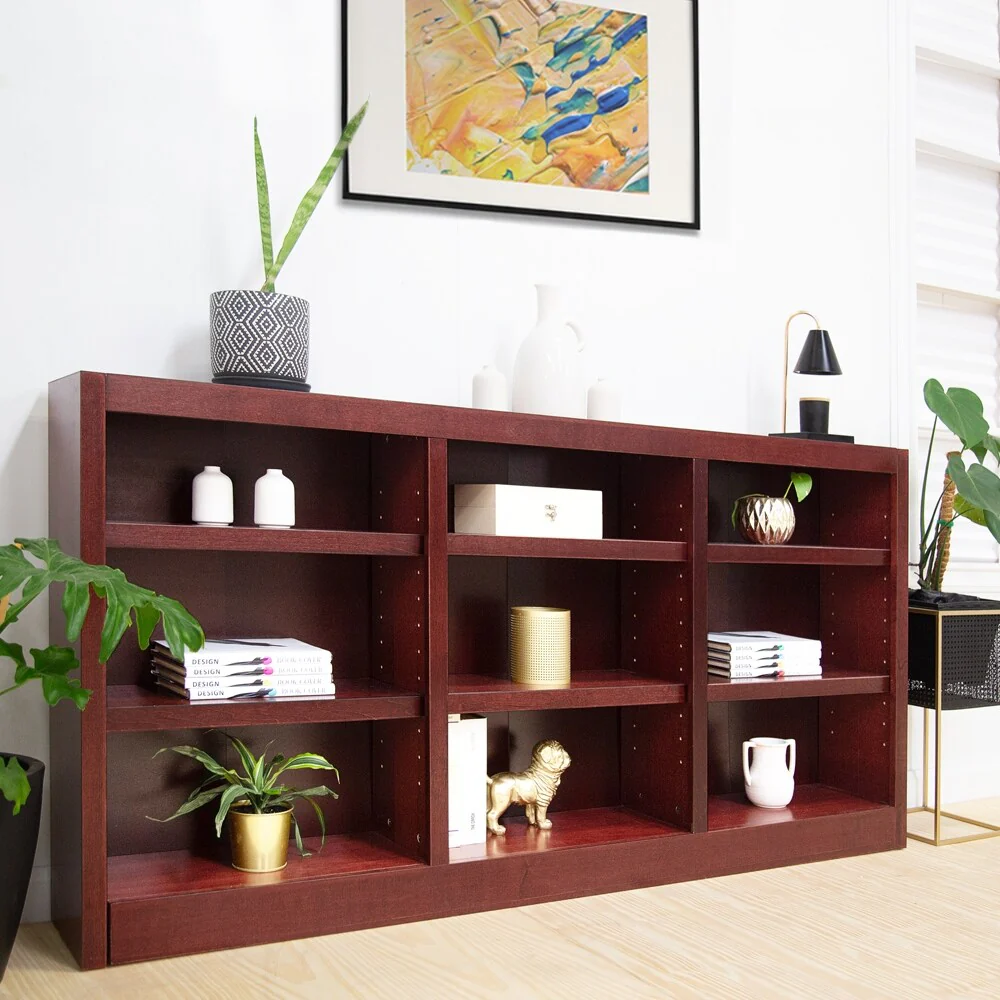 Triple Wide Wood Bookcase, 9 Shelf 36 Inch Tall Bookshelf for Home, Office and Display Storage - Image 14
