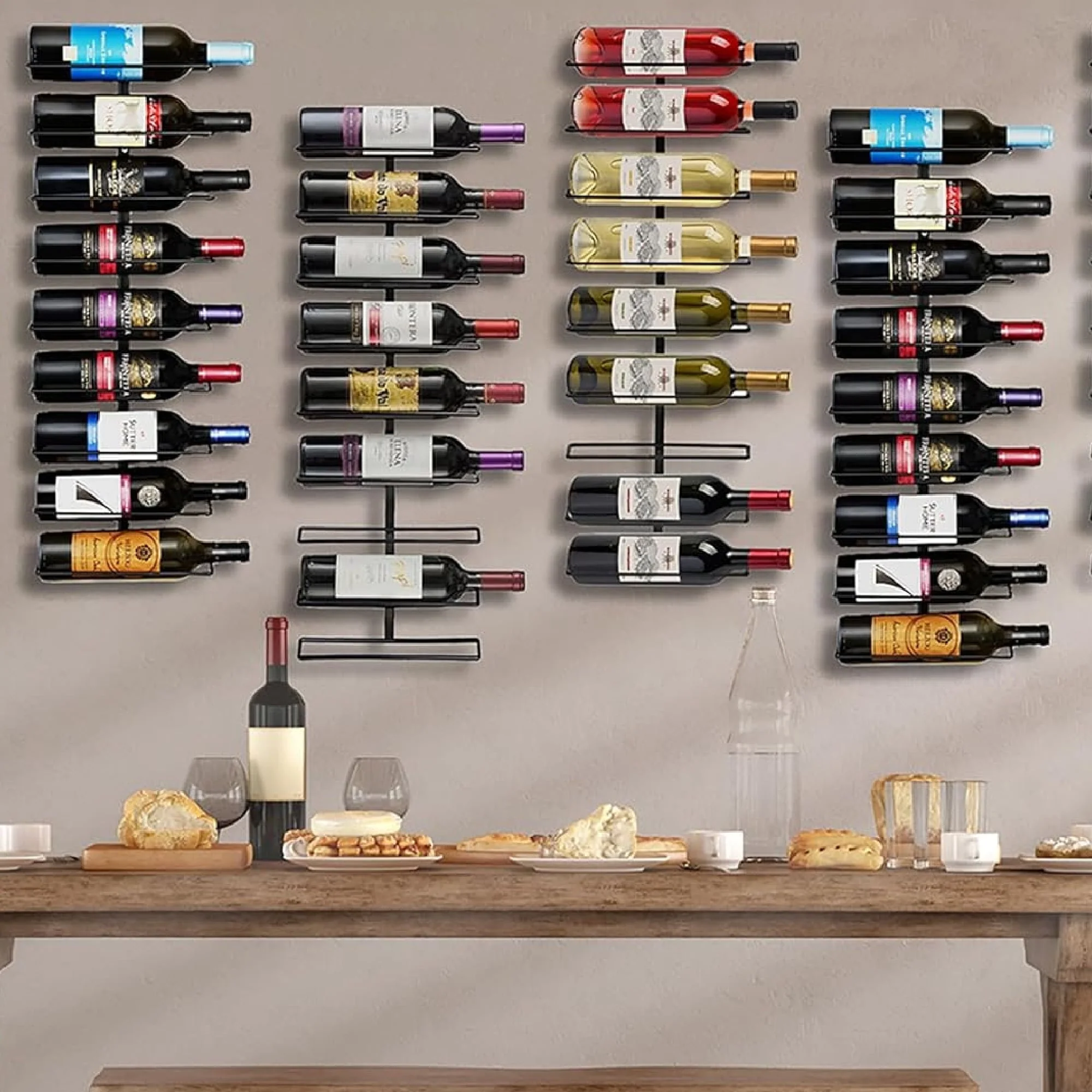 27 Bottle Wall Mounted Wine Rack, Vertical Wine Storage Organizer for Home Bar, Kitchen and Dining Room - Image 3