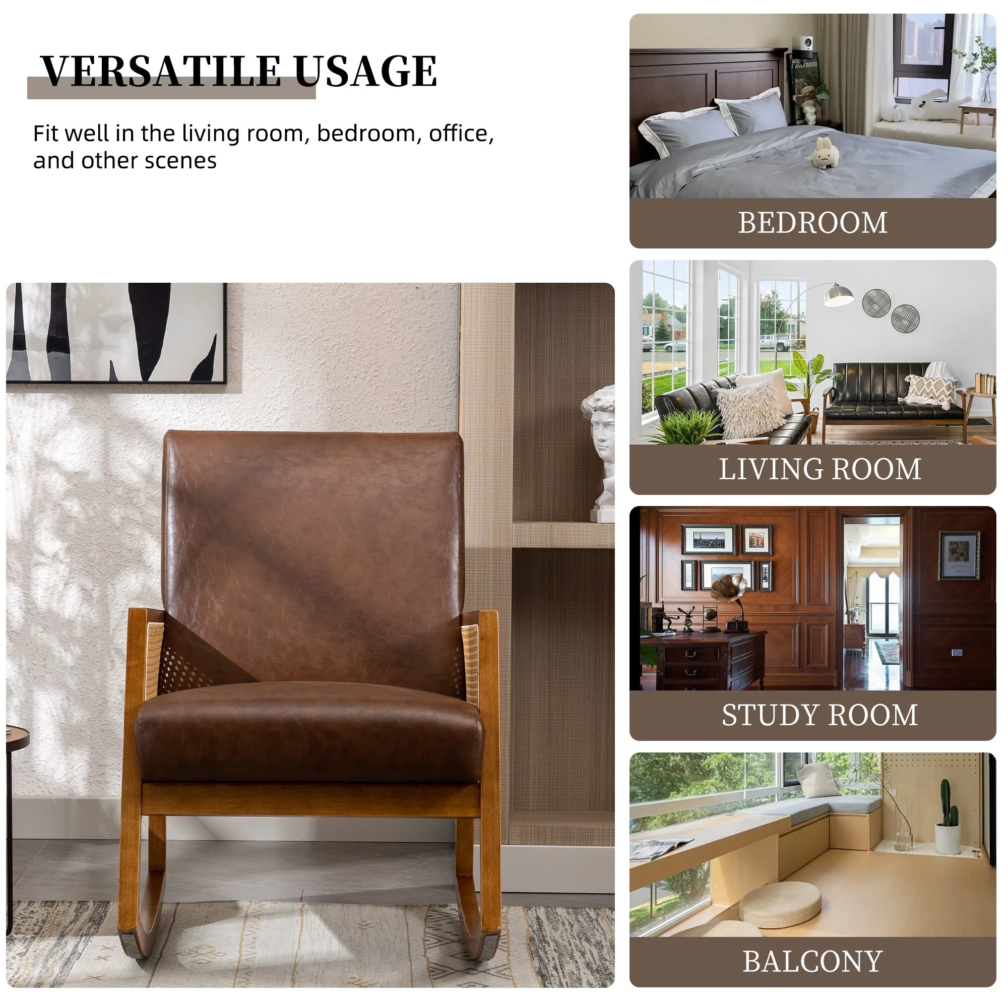 Upholstered Tall Back Rocking Chair, Smooth Gliding Accent Armchair for Comfortable Living Room Seating - Image 28