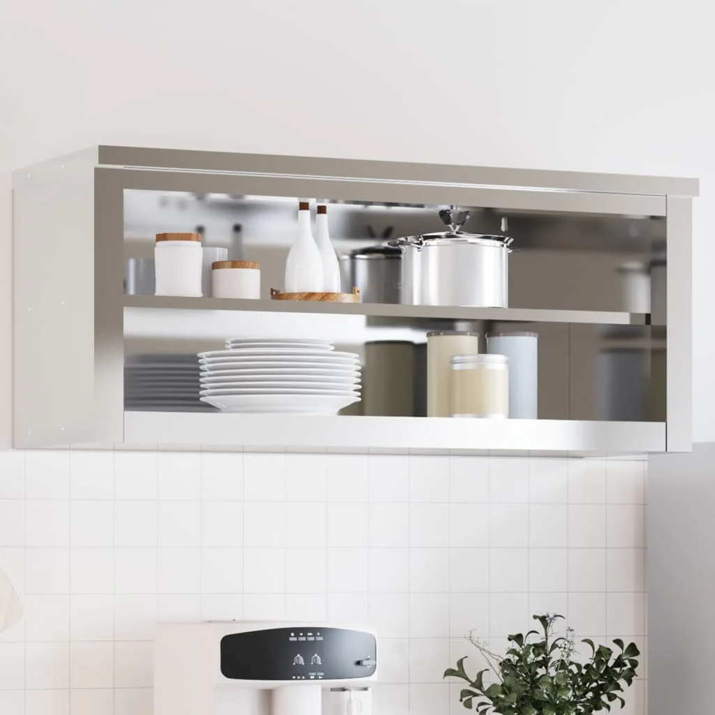 vidaXL Kitchen Wall Cabinet with Shelf Storage Restaurant Stainless Steel - Image 39