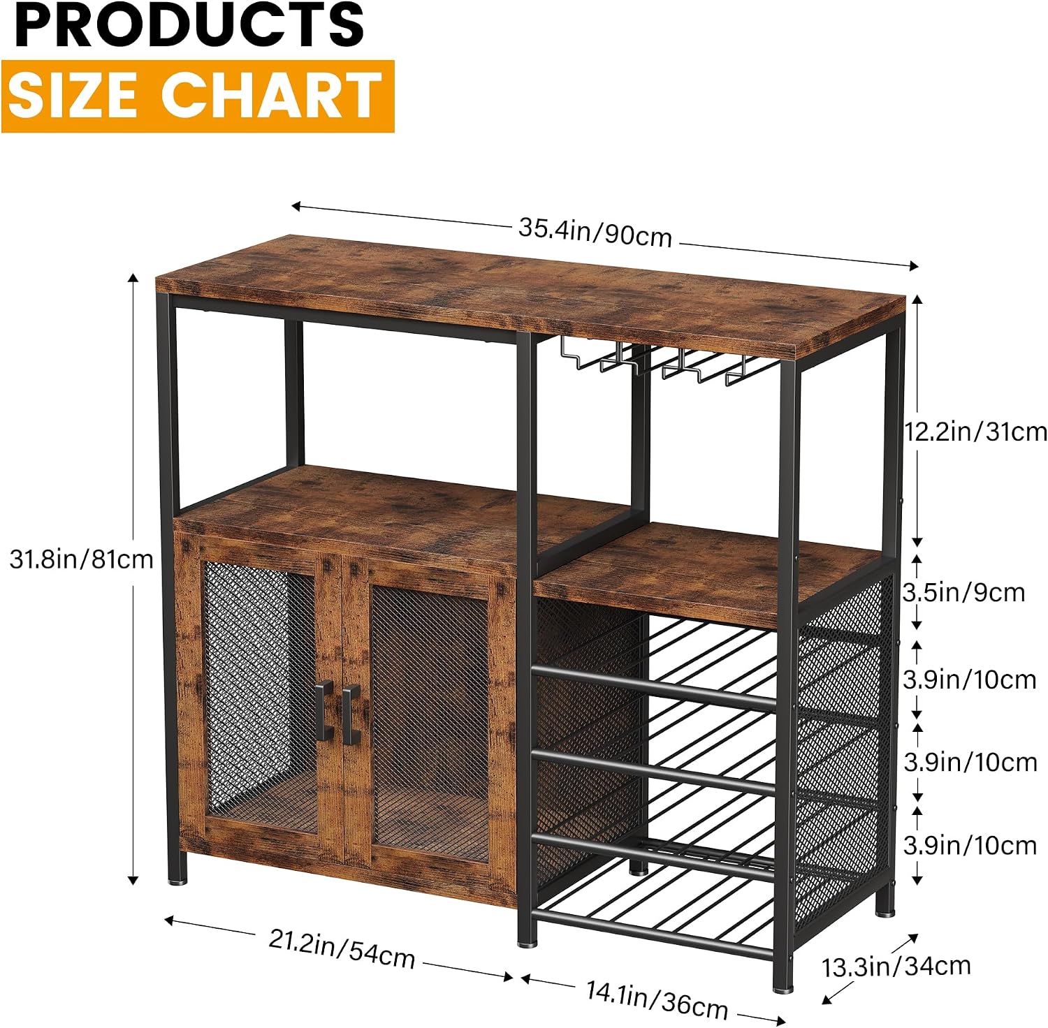 Bar Cabinet with Wine Rack, Liquor Cabinet for Home, Wine Bar with Storage, Home Bar Furniture for Living Room, Buffet Cabinet & Sideboard with Alcohol Storage - Image 2