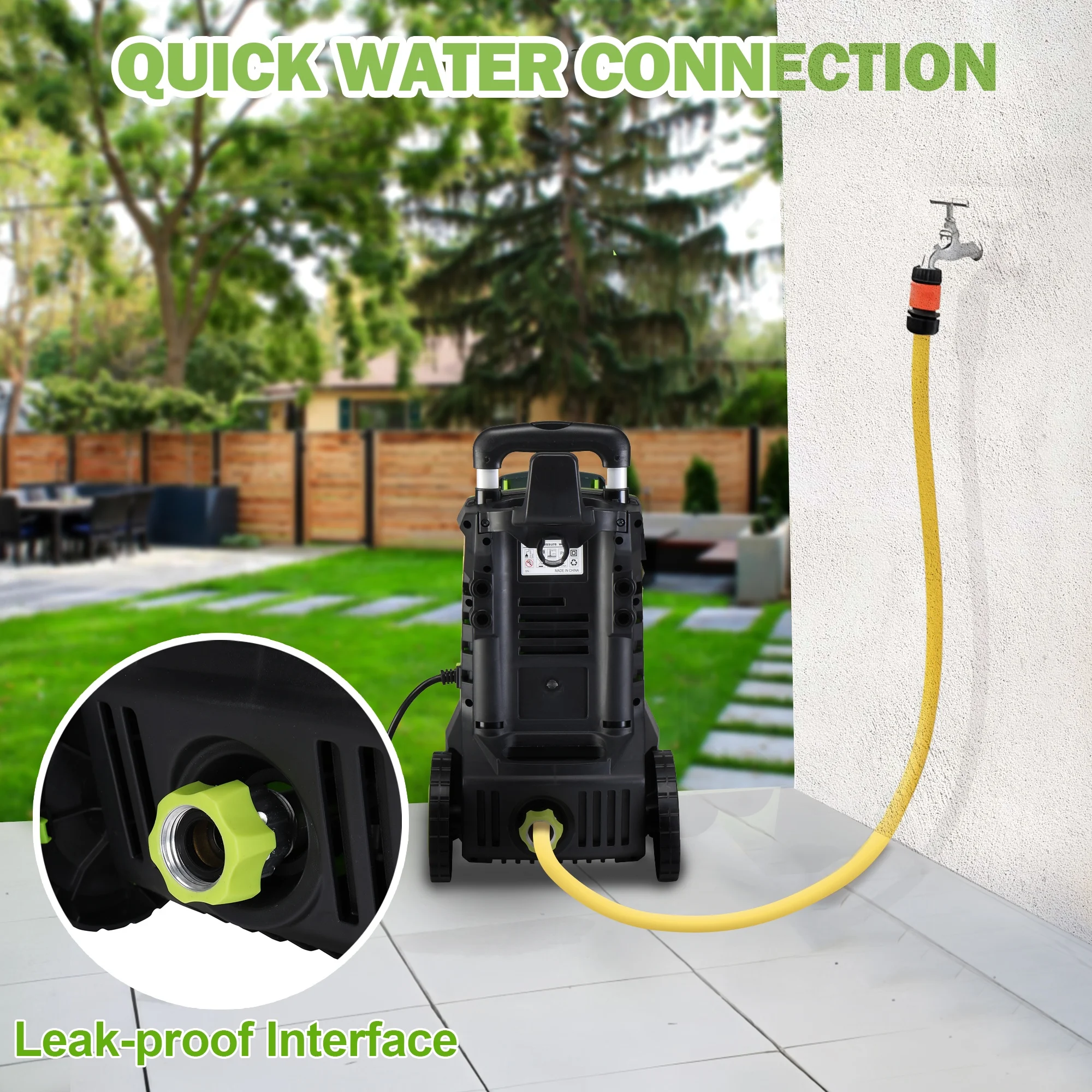 Seizeen Pressure Washer, Power Washer Electric Powered Max 3300 PSI 2 GPM, 1800W 110V Motor, with Foam Cannon & 7.3M Hose, Car House Garden Cleaning - Image 5