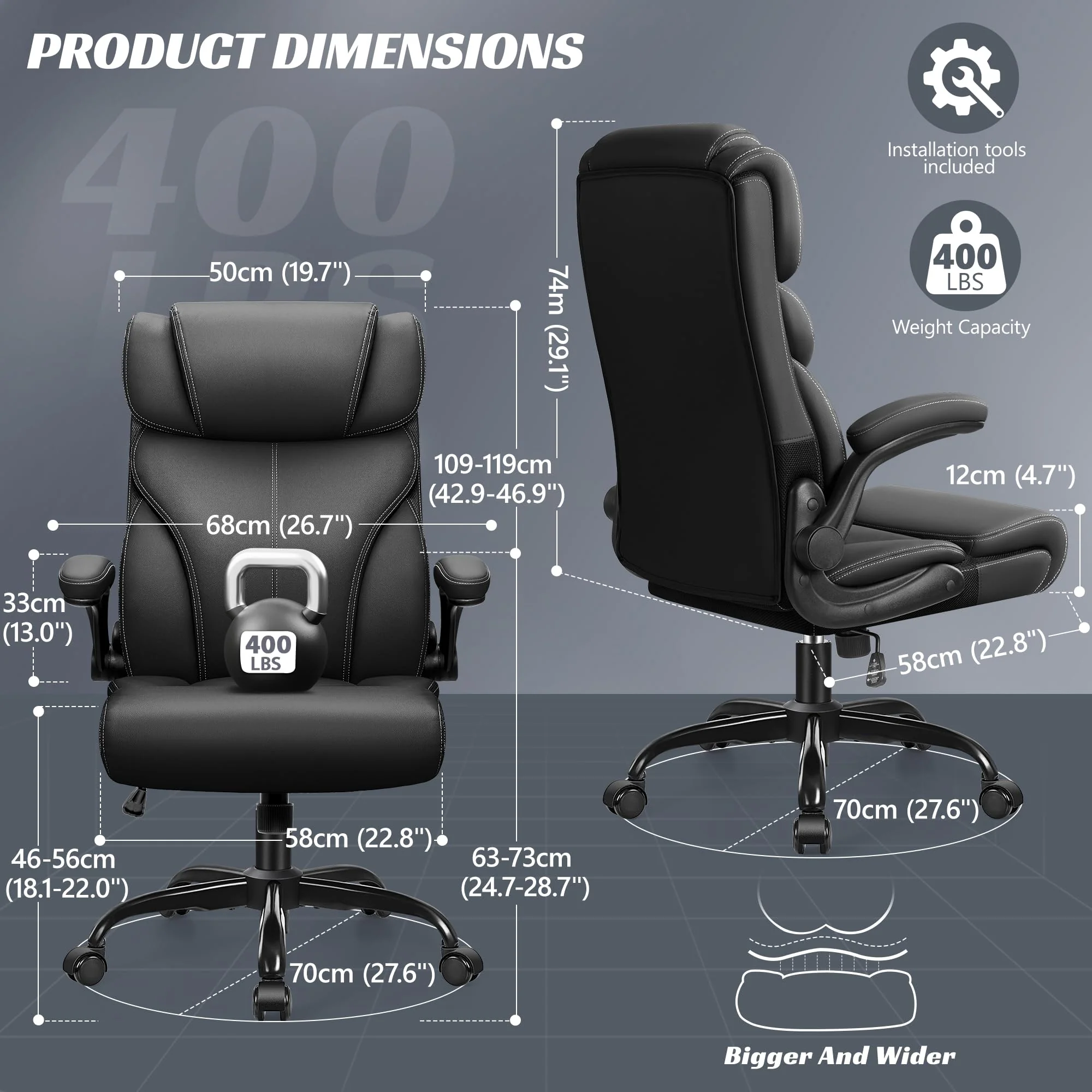 Ergonomic Big and Tall Executive Office Chair, High Back Computer Desk Chair for Home Office and Workspace - Image 2
