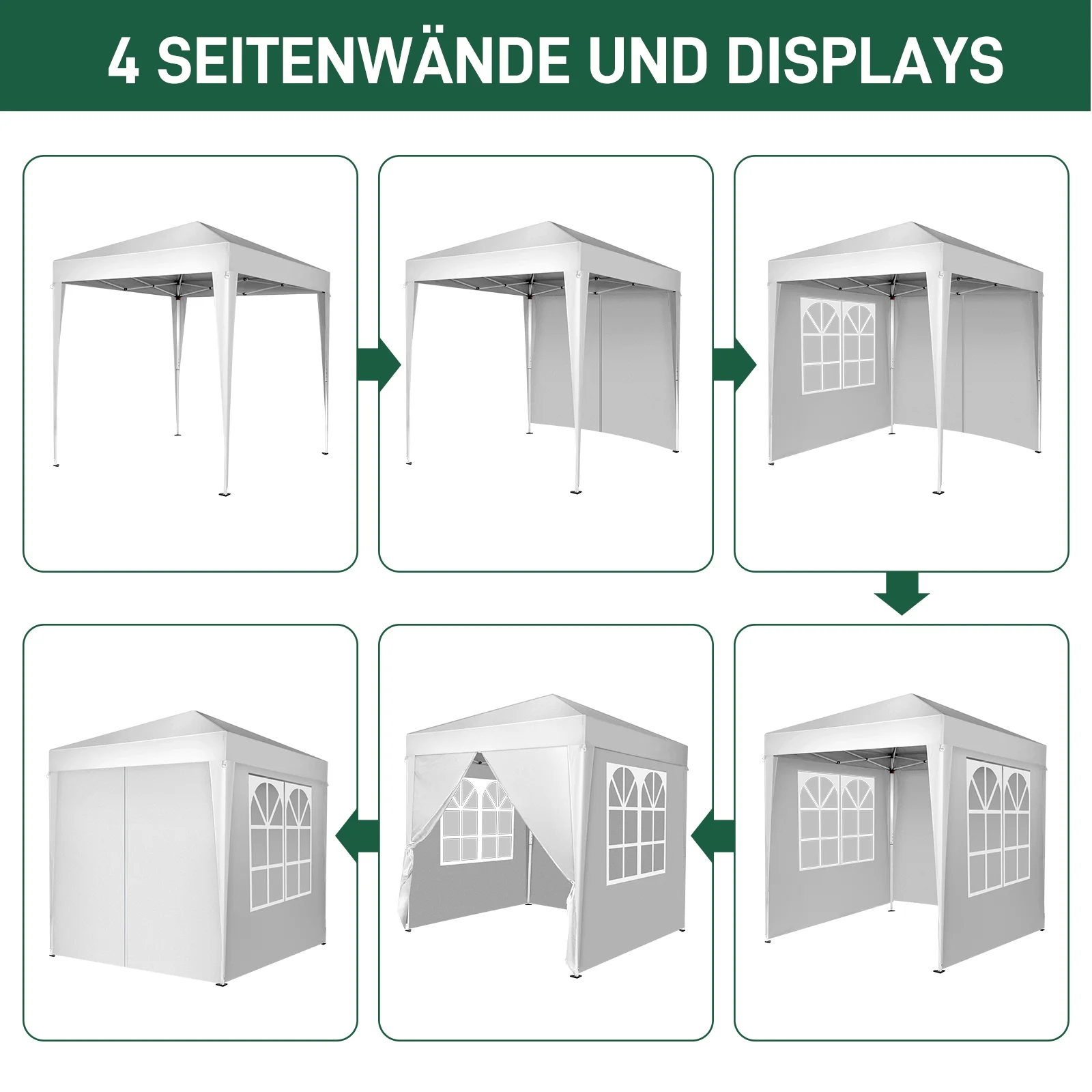 6.5x6.5ft Pop Up Canopy Tent - Instant White Gazebo w/ 4 Sidewalls, UPF 50+ & Carry Bag, 42 sq ft Shade for Camping/Patio (200x200cm) - Image 2