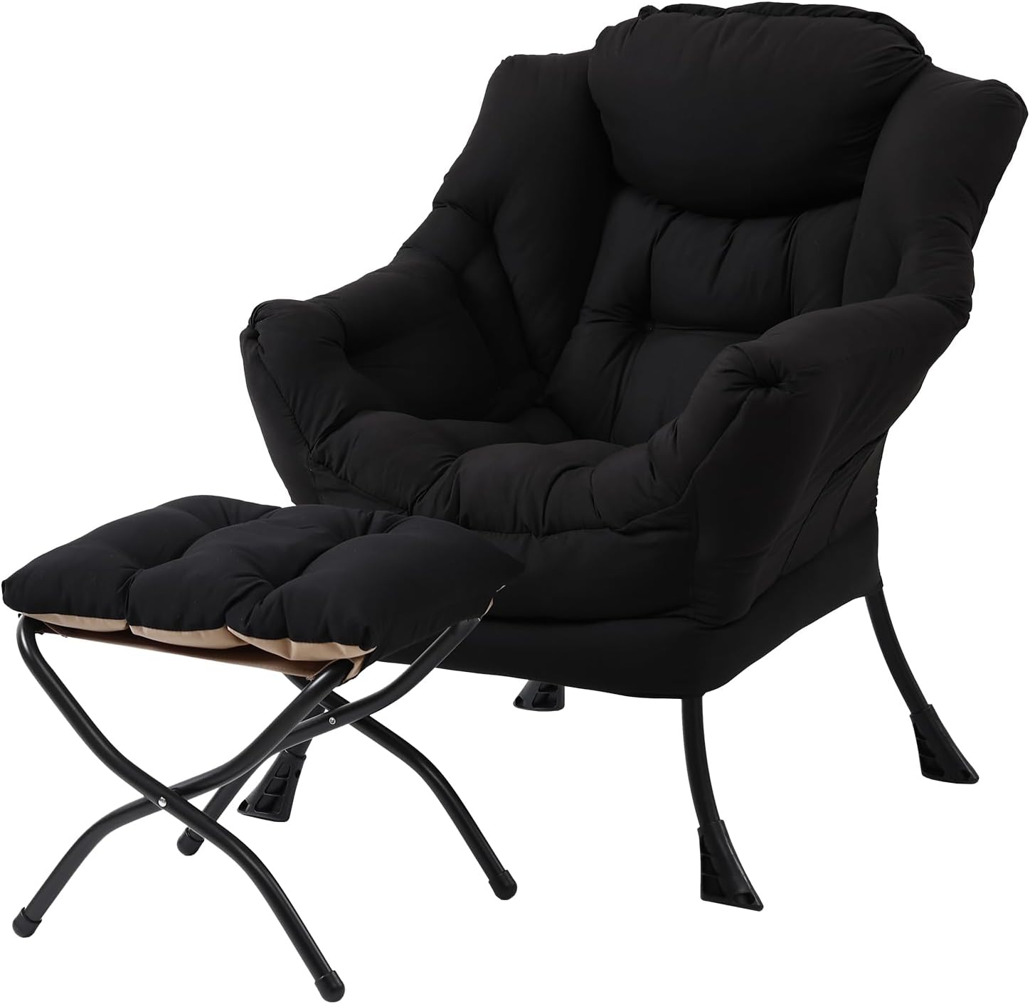 Lazy Chair with Ottoman, Reading Chair with Footrest, Dark Grey - Image 23