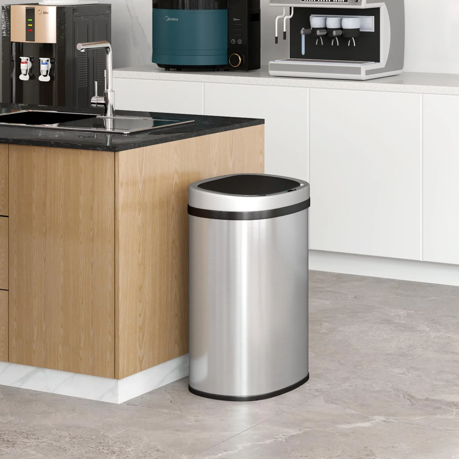 13 Gallon Automatic Kitchen Trash Can with Lid, Touchless Motion Sensor Garbage Bin - Image 5