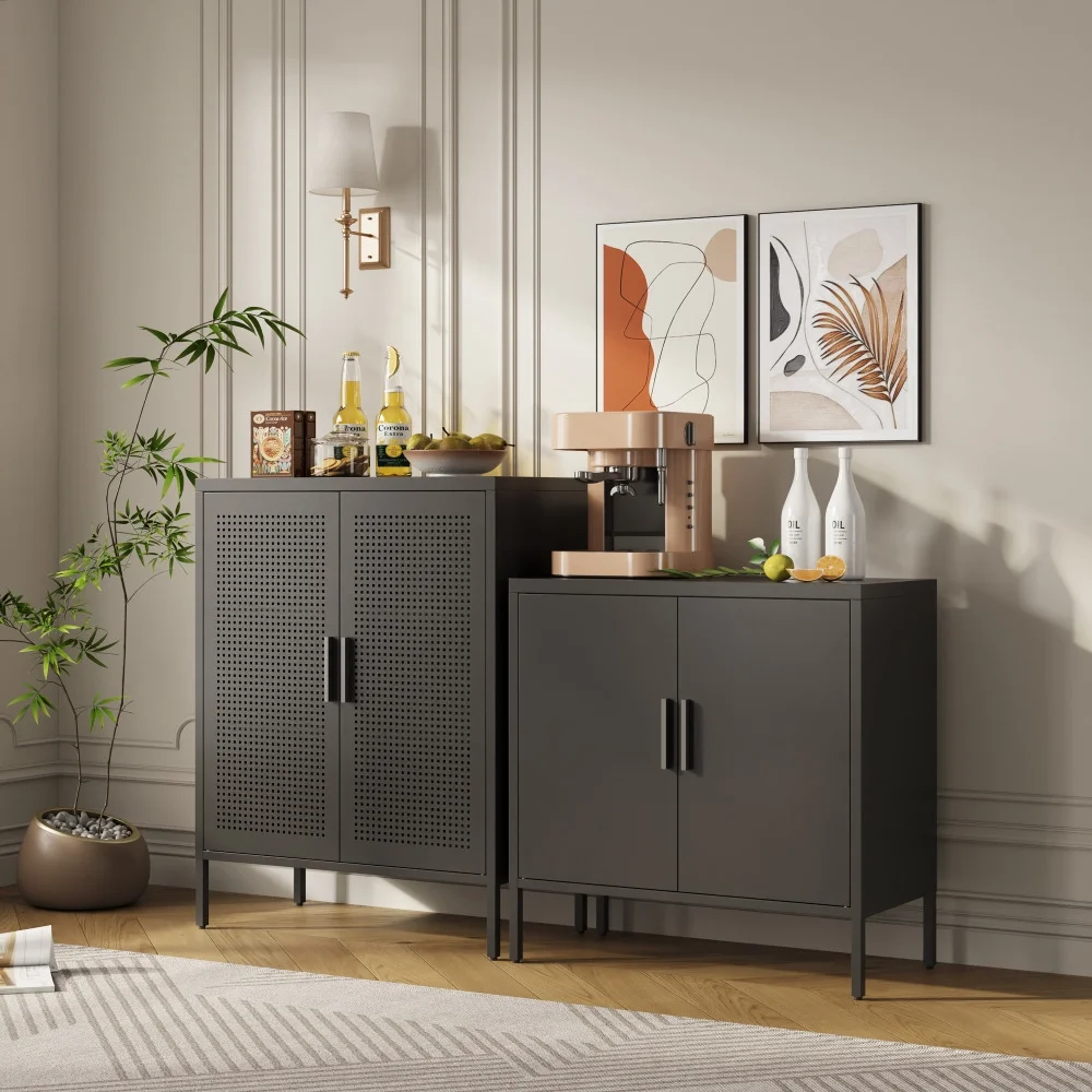 31.5" Metal Storage Cabinet with 2 Doors and 2 Adjustable Shelves, Garage Storage Cabinet with Metal Handles, Metal File Cabinet for Home Office School Gym, Black - Image 13