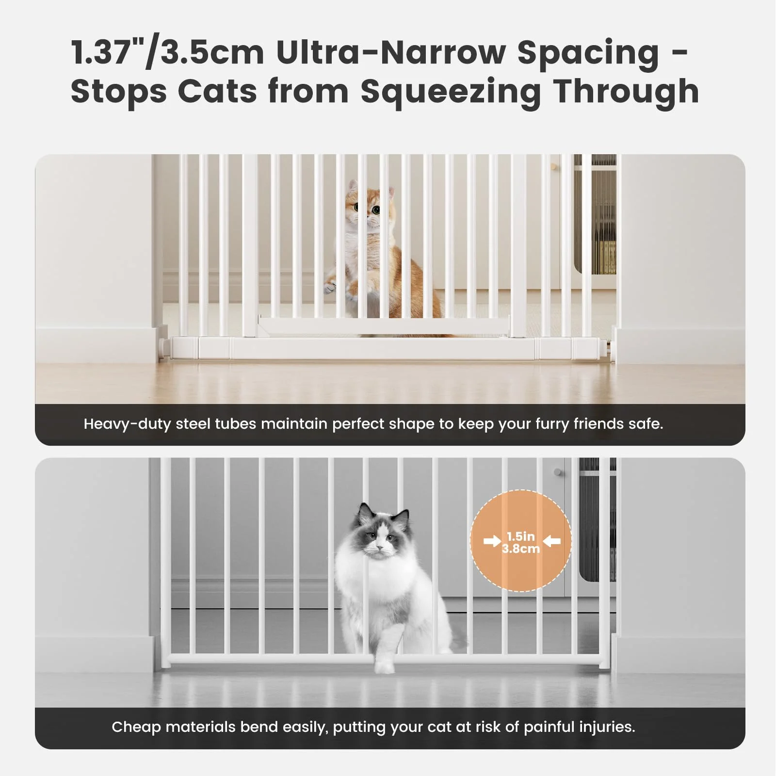 Extra Tall Cat Gate 51"-87", Wide Adjustable Pet Safety Gate for Doorways and Home - Image 5