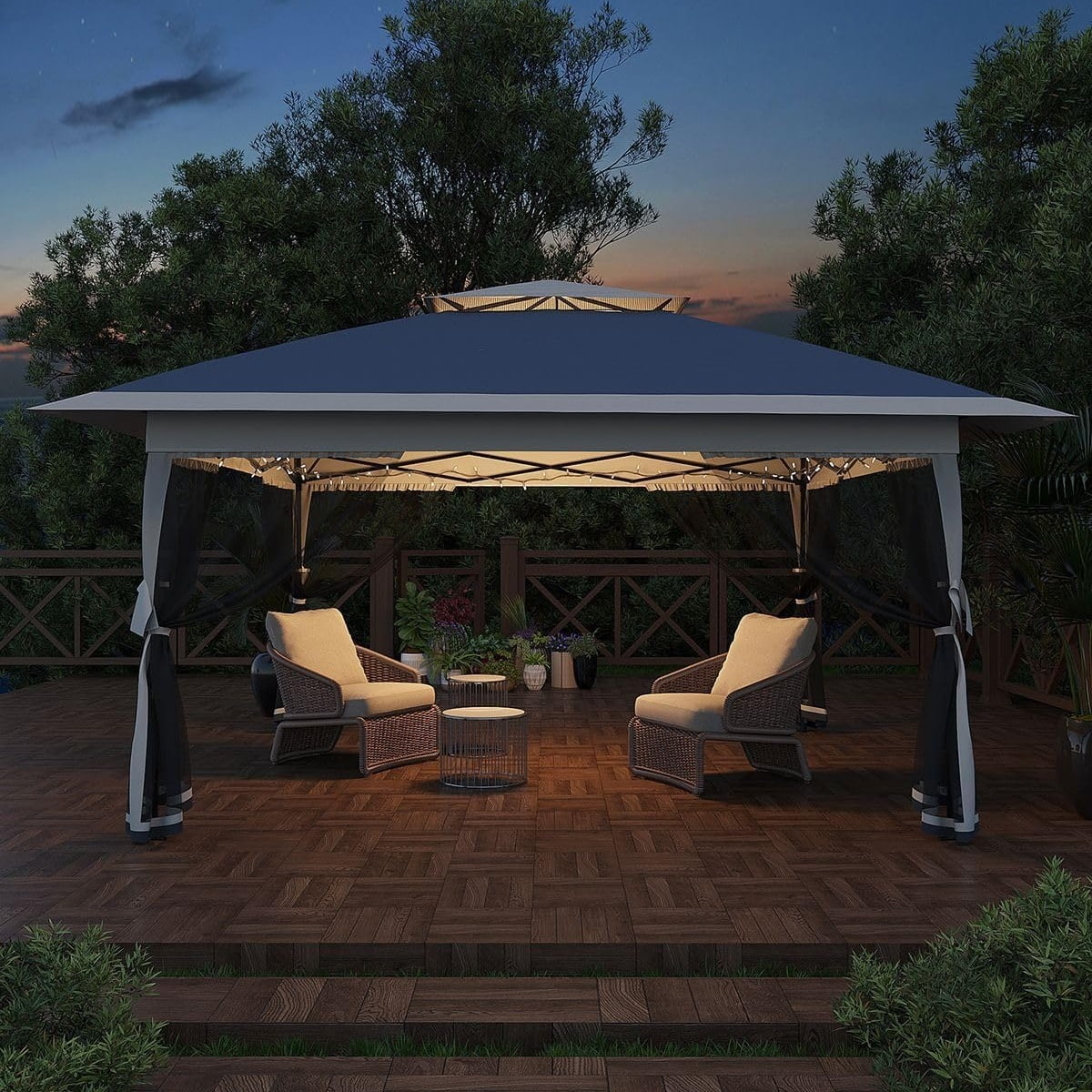 13x13FT with Expansion Bolts, Canopy Tent, Heavy Duty Party Tent & Shelter with Double Roofs, Mosquito Nettings and Privacy Screens Tent for Party, Wedding, Outdoor Dining, Patio, Backyar - Image 43