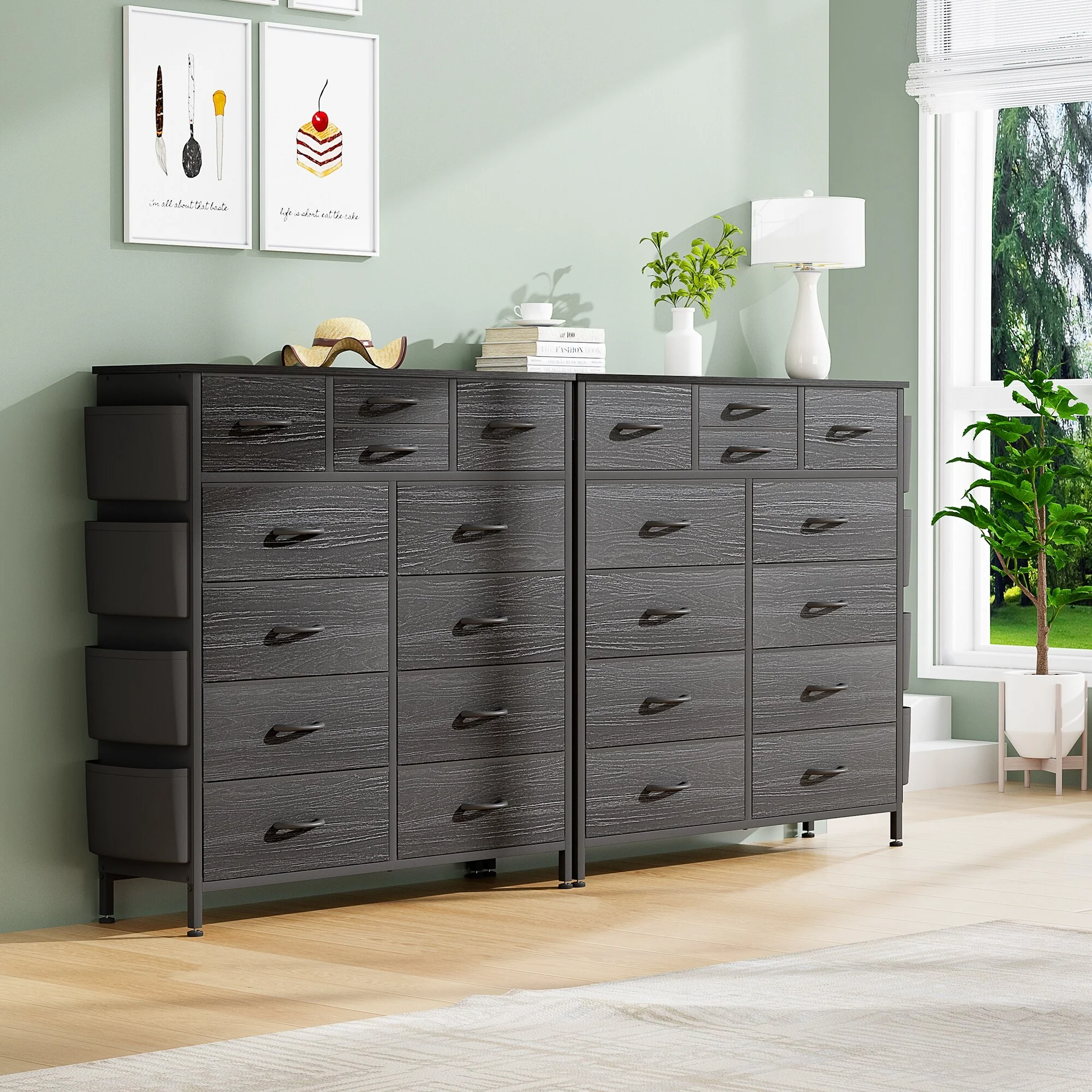 12 Drawer Fabric Dresser, Tall Bedroom Chest of Drawers with Storage - Image 35