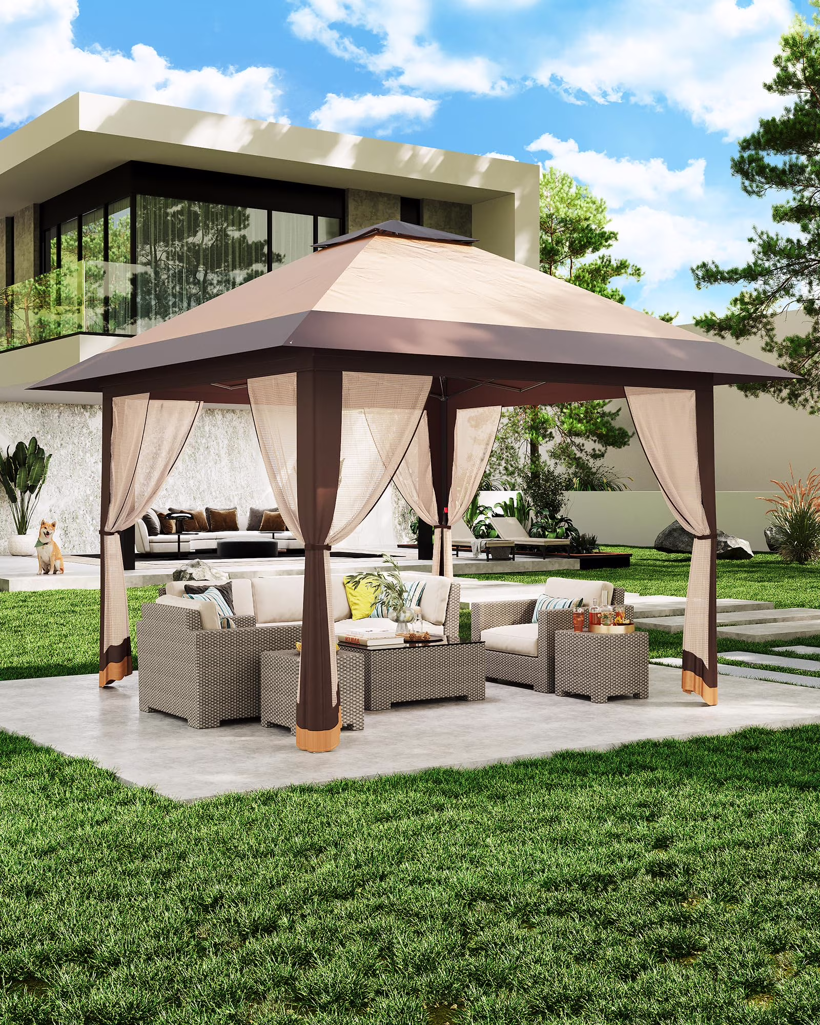 Accreate 13' X 13' Outdoor Patio Gazebo,Outdoor Canopy Tent with Mosquito Netting,Backyard Tent for Party, Wedding, Outdoor Dining, Patio, Backyard - Image 5
