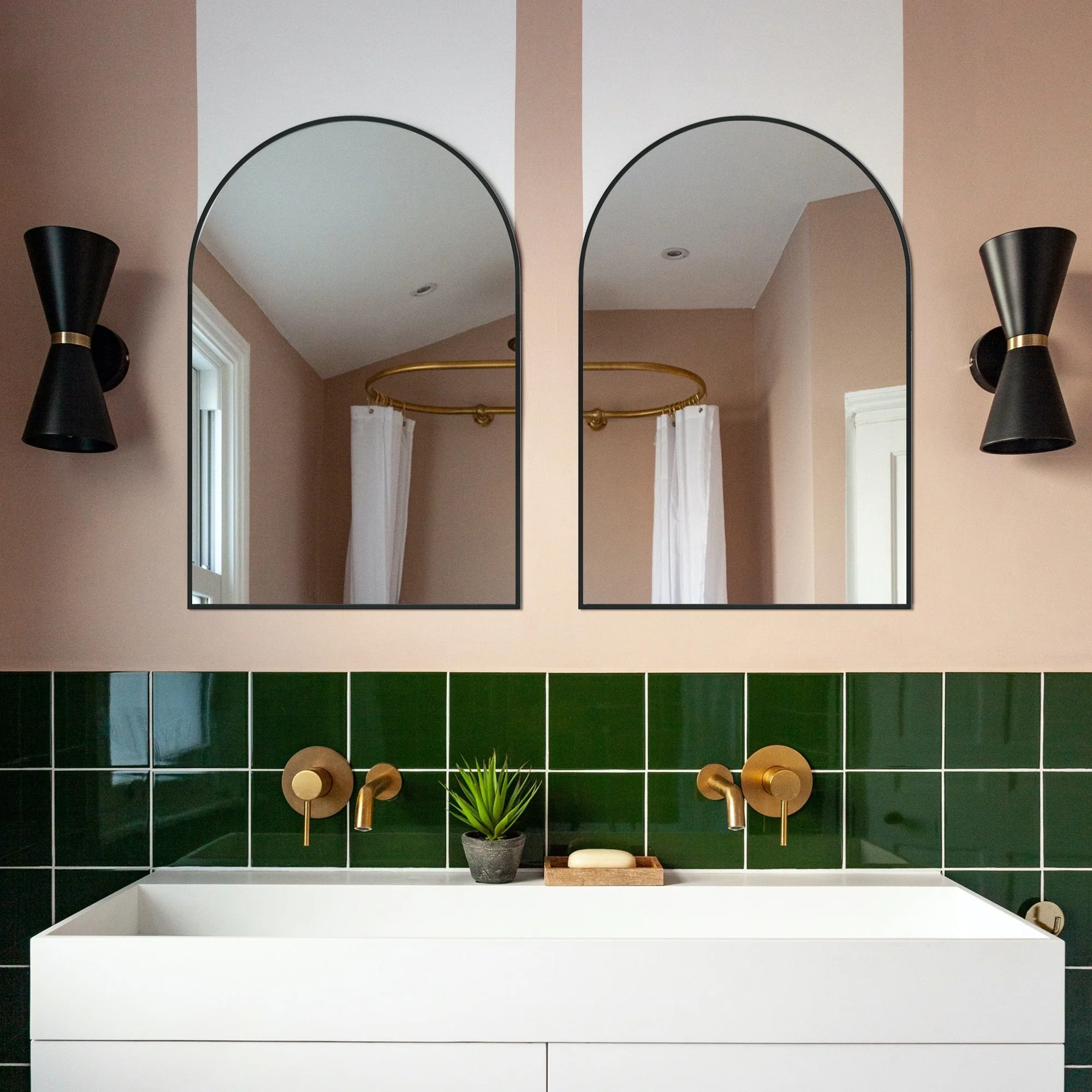 2 Pack 36x24 Inch Arched Bathroom Vanity Mirrors, Wall Mounted Decorative Mirrors for Bathroom and Bedroom - Image 6