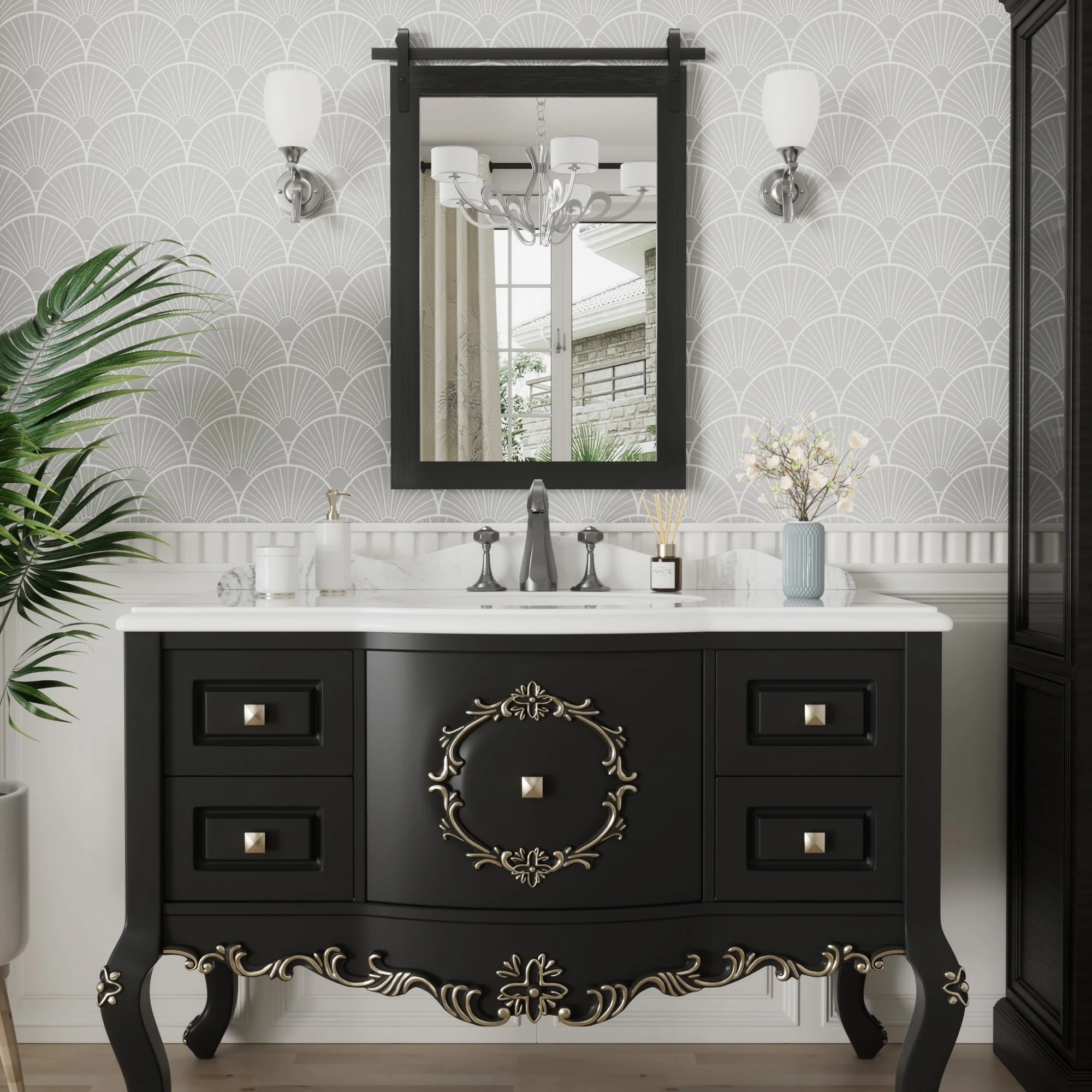 Modern Rectangular Wall Mirror with Wood Frame, Bathroom and Barn Door Mirror, Multiple Sizes - Image 14
