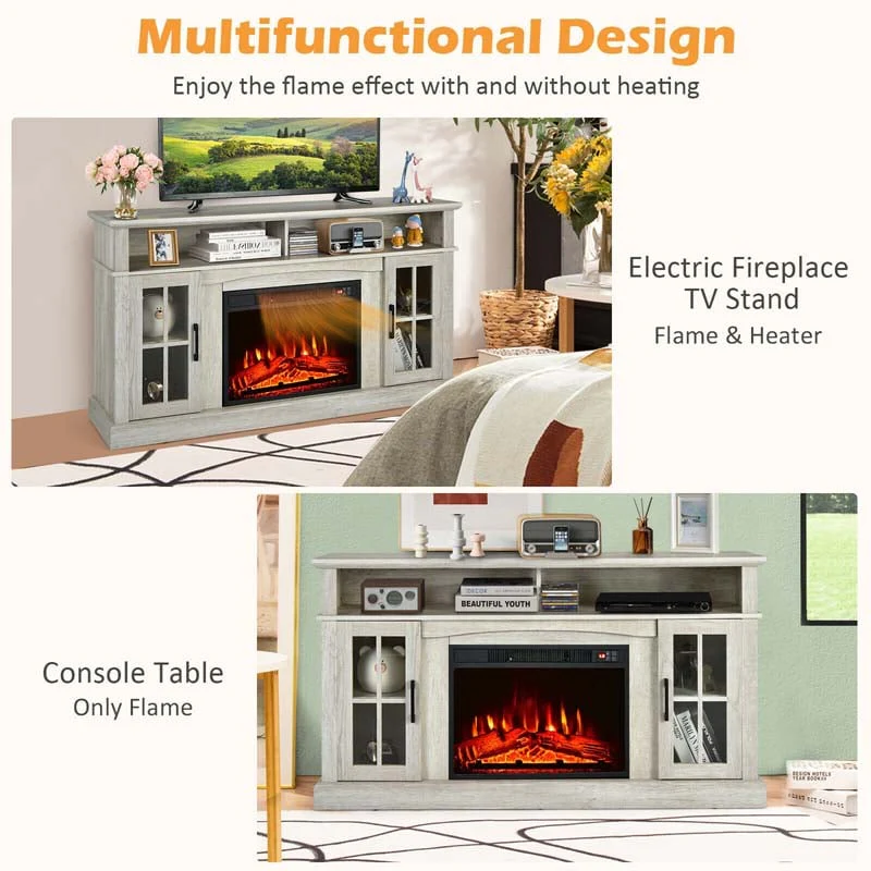 58" TV Console with 23" Fireplace Insert, Fireplace TV Stand for TVs up to 65 Inches, 1400W Electric Fireplace Heater - Image 18