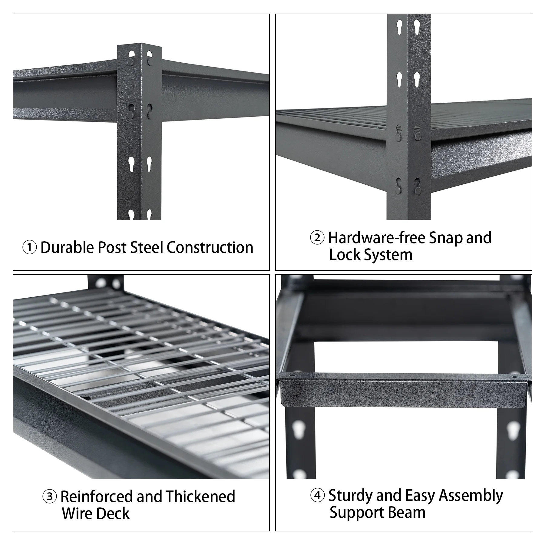 Shuntong The Atlas 12000LBS Garage Storage Shelves, 48"W Heavy Duty Metal Industrial Shelves, 4 Tier Adjustable Storage Rack for Warehouse Shop Basement,48"W x 24"D x 72"H, Black - Image 17