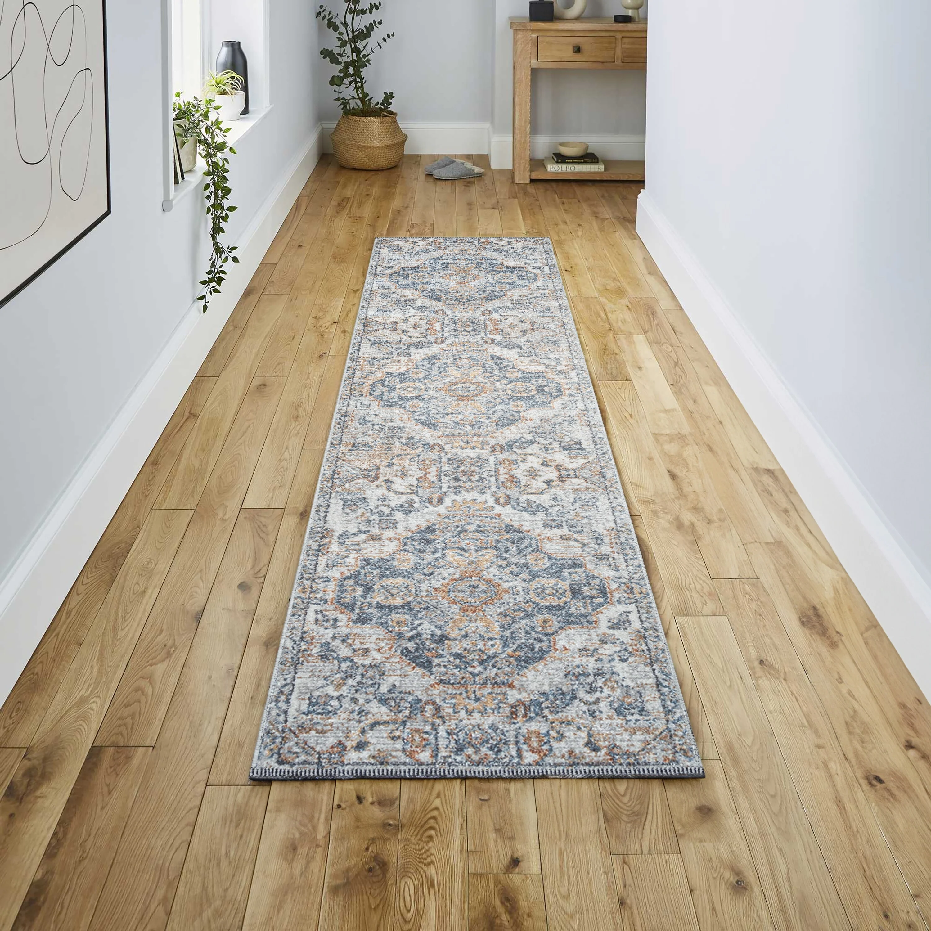 Bohemian Medallion Low-Pile Machine-Washable Area Rug, Cream and Terra - Image 36