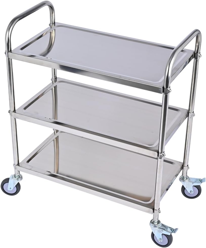 Heavy Duty Stainless Steel Utility Cart, 33.5 * 17.4 * 35.4' L*W*H - Image 3