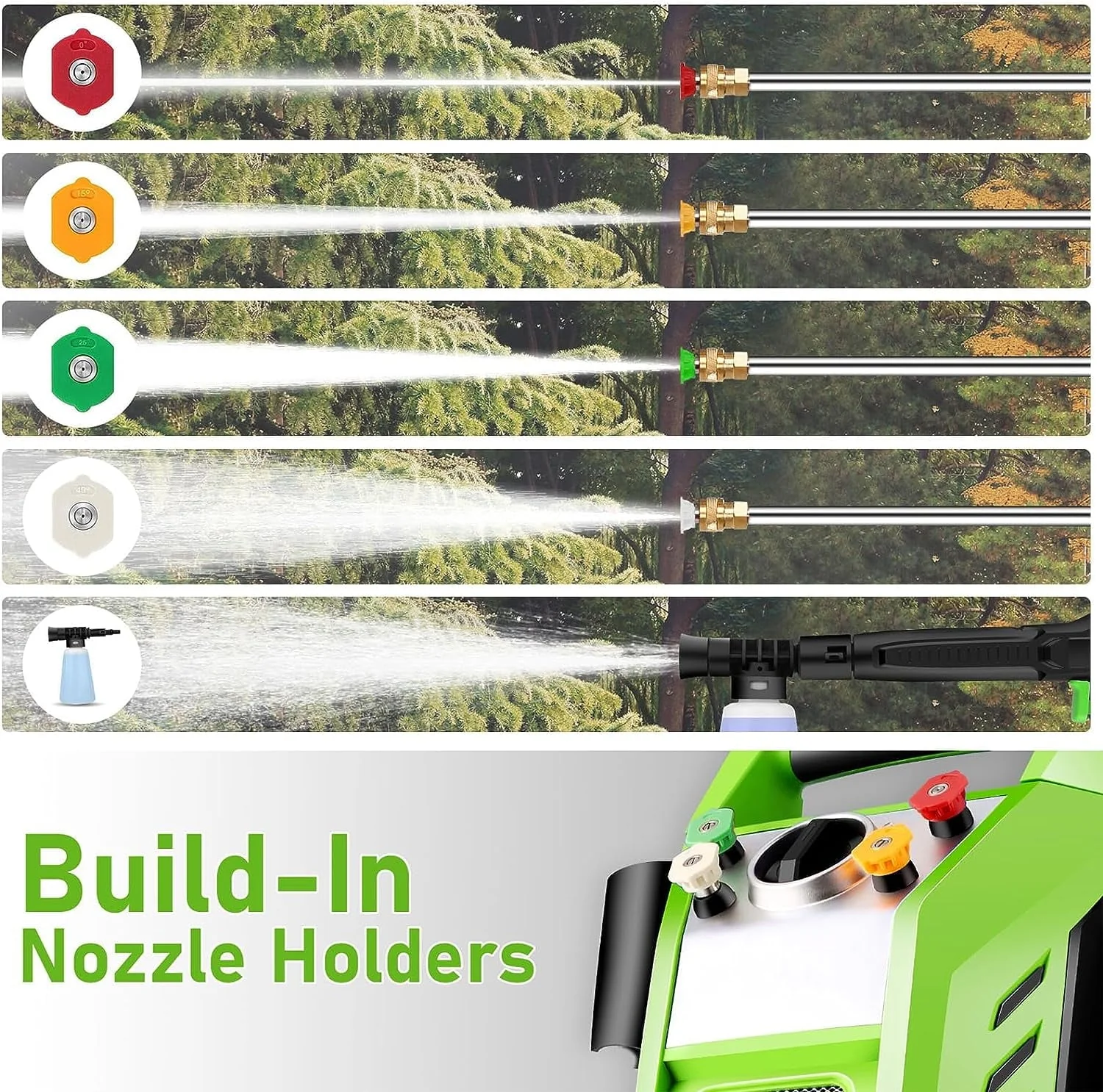 2.7GPM Electric Pressure Washer Power Washer 1800W High Pressure Washer Cleaner Machine with 4 Changeable Nozzle & Hose Reel, Best for Cleaning Patio, Garden,Yard (Green) - Image 5
