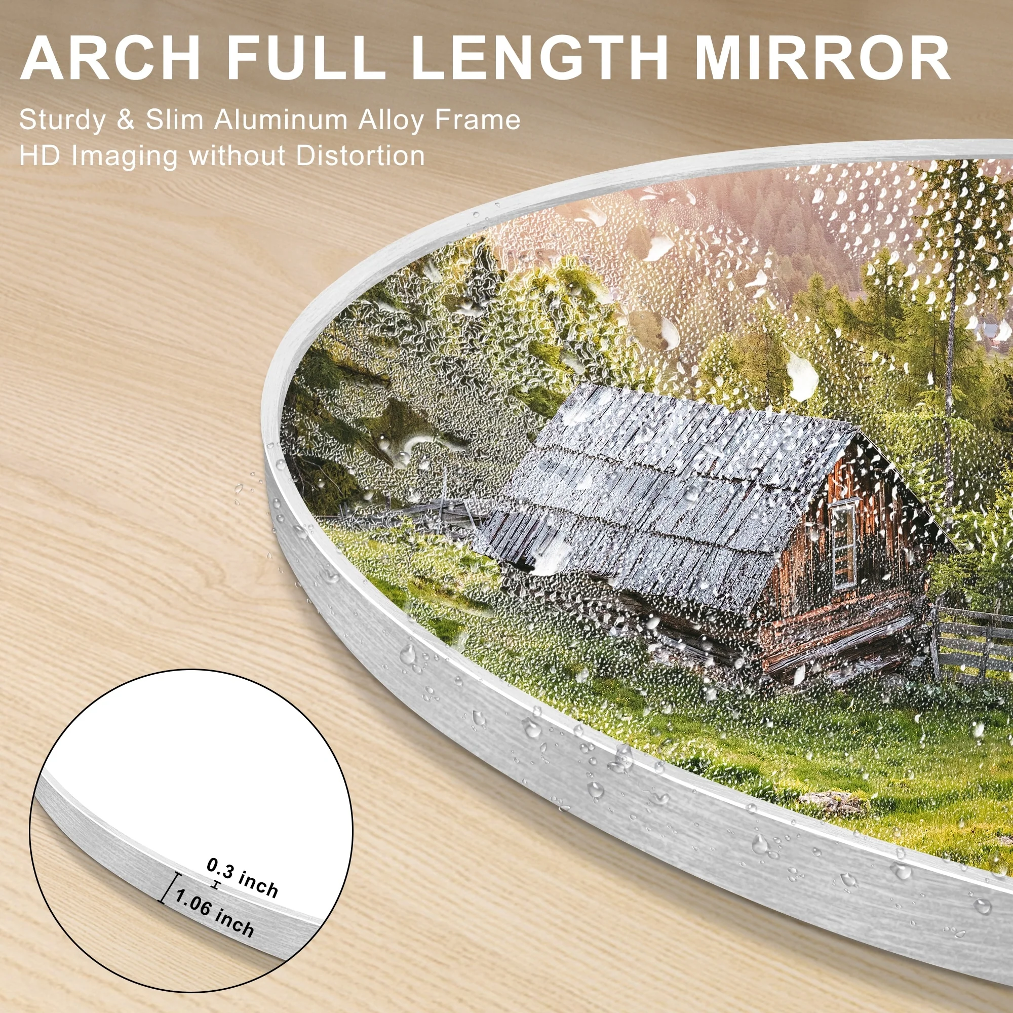 Modern Arched Full Length Floor Mirror, Aluminum Alloy Frame Standing Full Body Mirror - Image 27