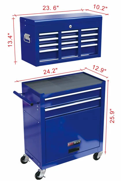 8-Drawer Rolling Tool Chest with Wheels, Removable Tool Box with Locking System, Tool Box Organizer with Hooks, Large Capacity Garage Storage Cabinet for Warehouse, Garage, Repair Shop, Orange - Image 30