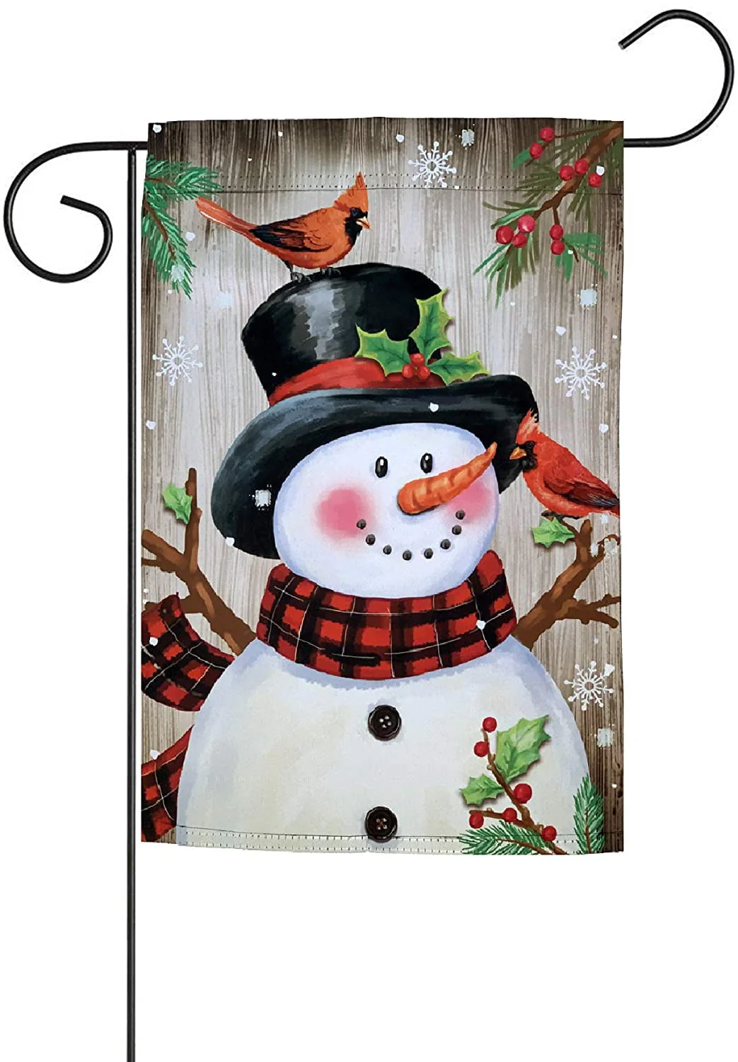 Frosty & Cardinals Christmas Garden Flag - 12" x 18", Double Sided, Snowman - Image 2