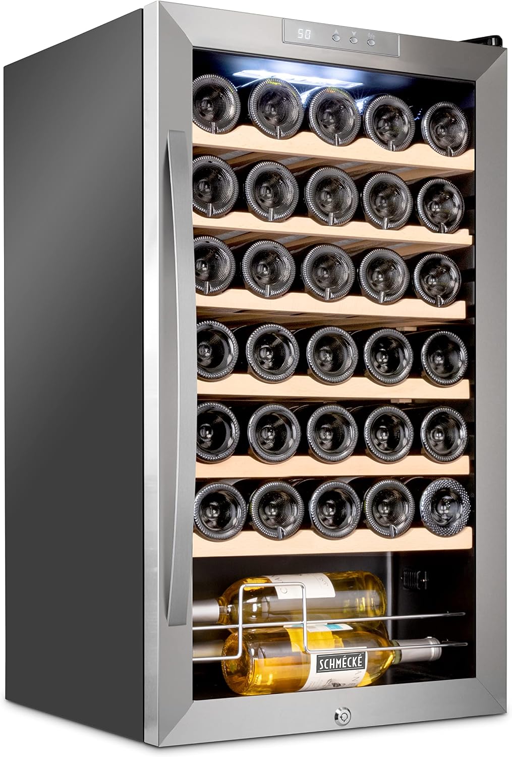 12 Bottle Compressor Wine Cooler Refrigerator w/ Lock | Large Freestanding Wine Cellar | 41F-64F Digital Temperature Control Wine Fridge for Red, White, Champagne or Sparkling Wine - Black - Image 7