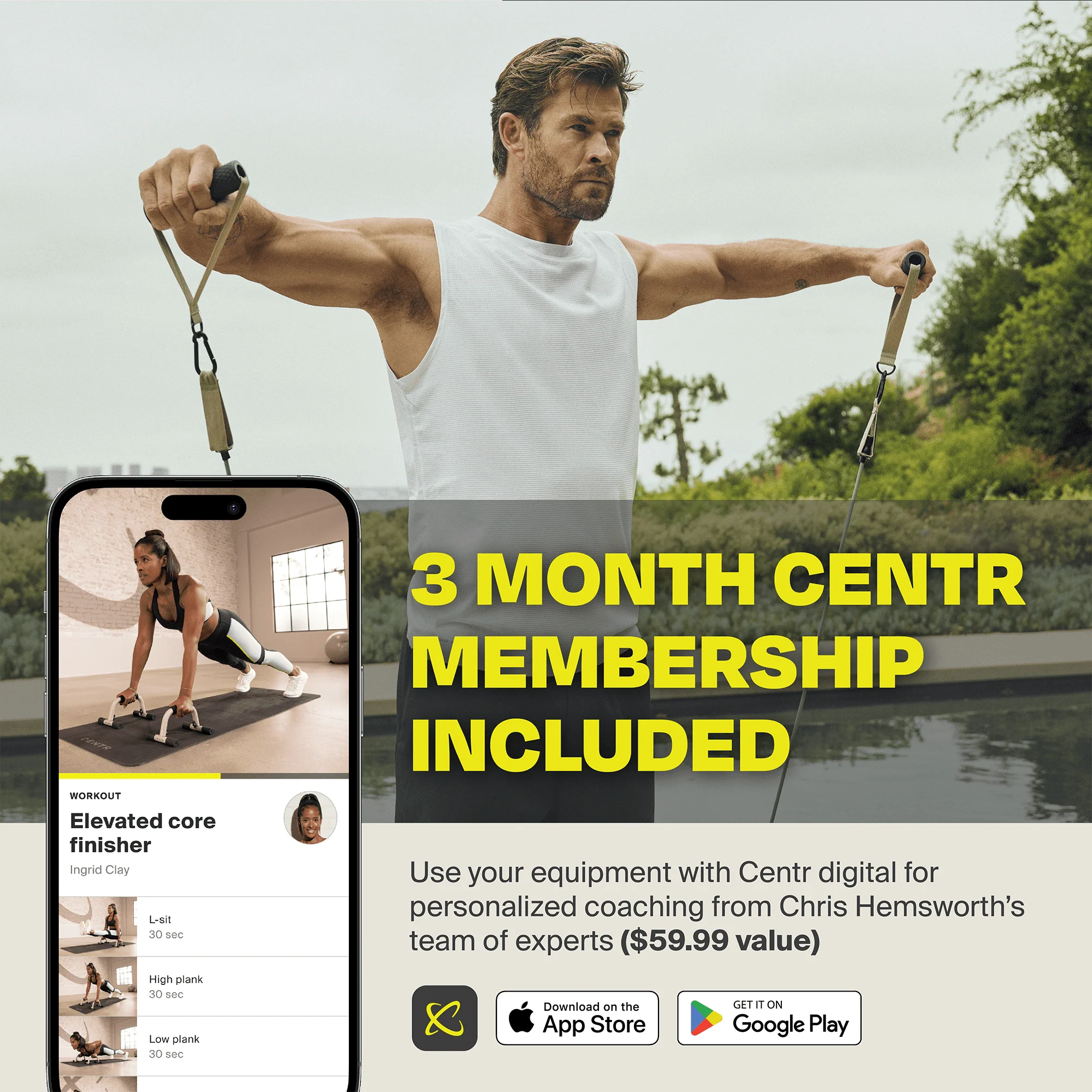 Centr By Chris Hemsworth Strength Training Kit, Home Workout Equipment, 6 Piece Set + 3-Month Membership - Image 3