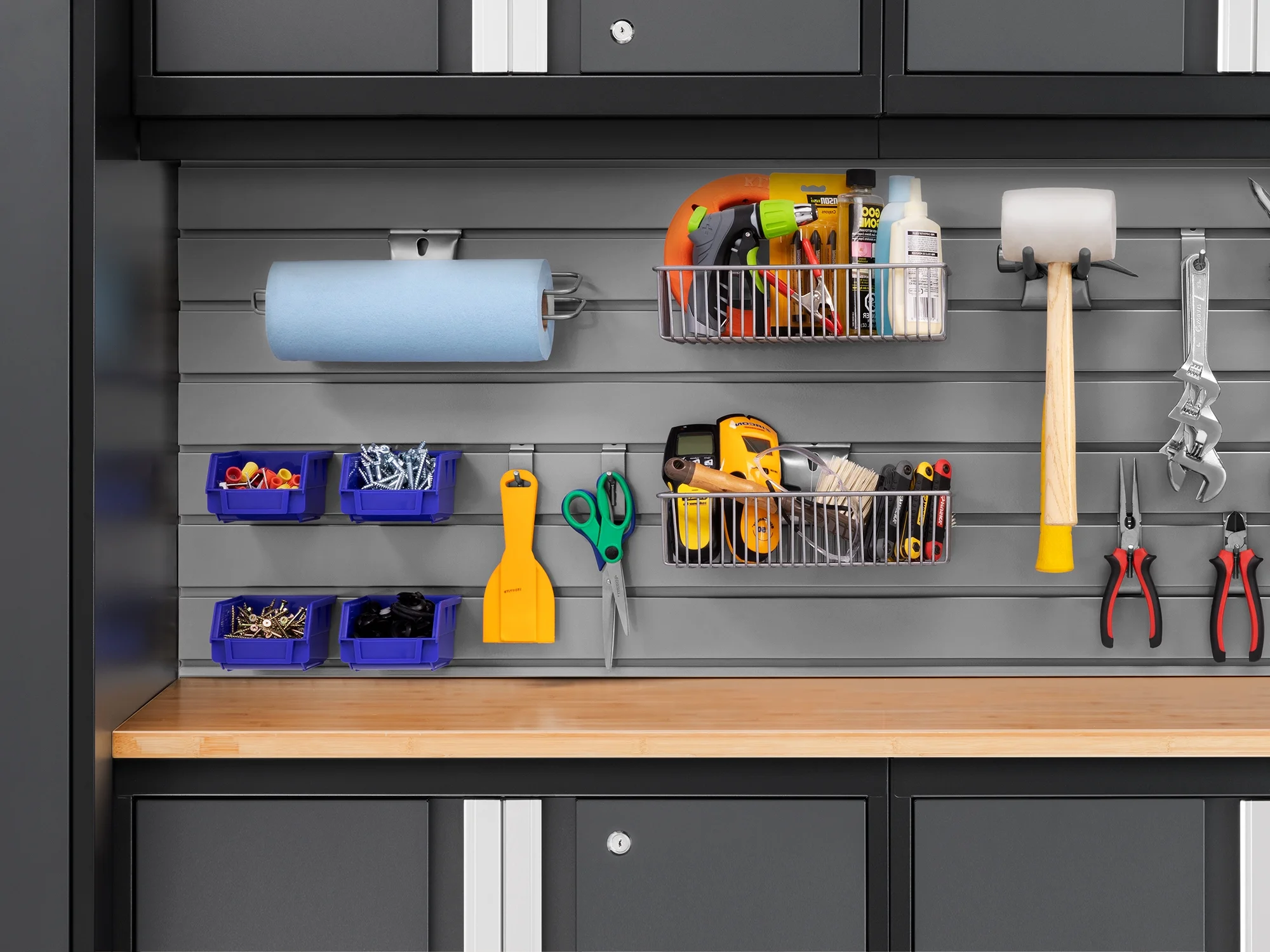 NewAge Products Bold Series Gray 10 Piece Cabinet Set, Heavy Duty 24-Gauge Steel Garage Storage System, Slatwall Included - Image 16