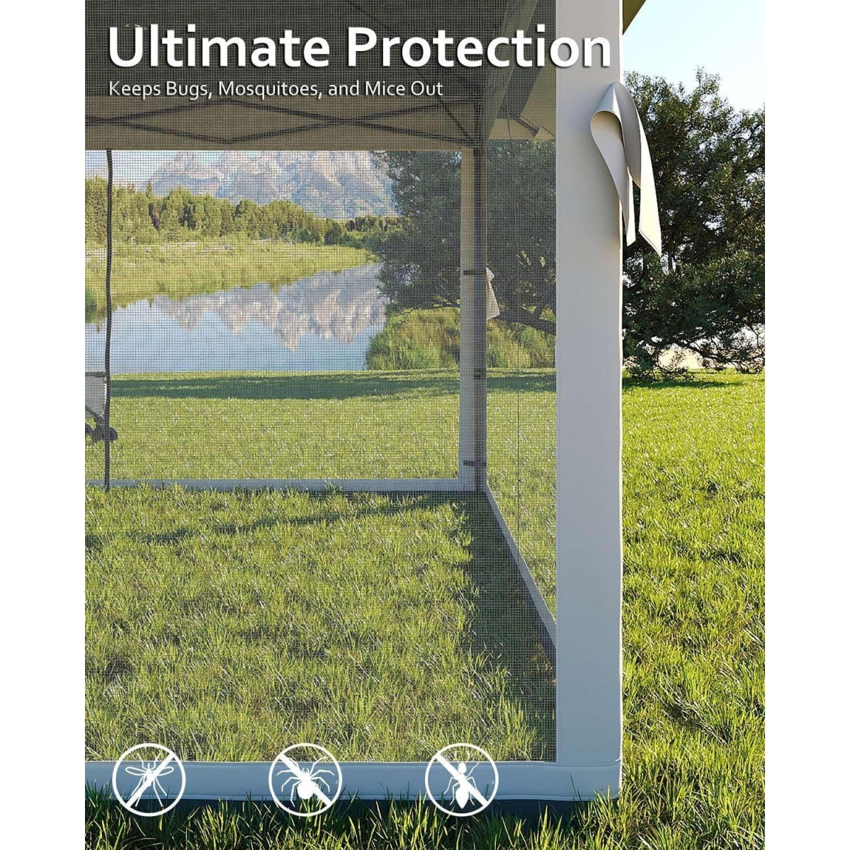 13x13FT with Expansion Bolts, Canopy Tent, Heavy Duty Party Tent & Shelter with Double Roofs, Mosquito Nettings and Privacy Screens Tent for Party, Wedding, Outdoor Dining, Patio, Backyar - Image 39