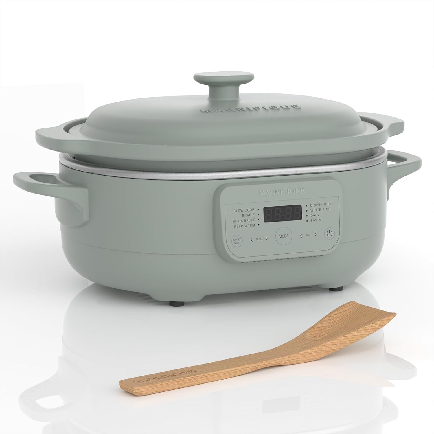 4 Quart Programmable Casserole Slow Cooker, 8-in-1 Multi Cooker with Removable Non-Toxic Stoneware Crock, Claypot Slow Cooker, Rice-cooking, Nonstick, Oven Safe Pot to 450°F, Olive - Image 6