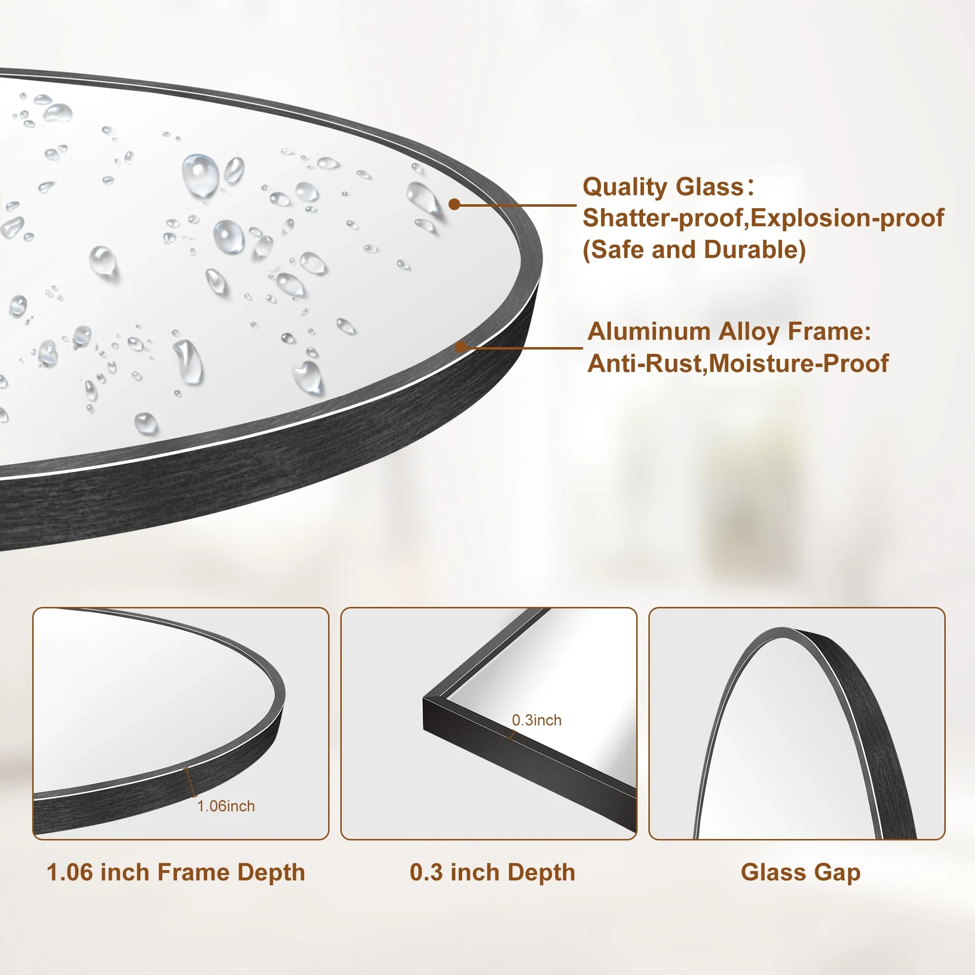 Modern Arched Full Length Floor Mirror, Aluminum Alloy Frame Standing Full Body Mirror - Image 18