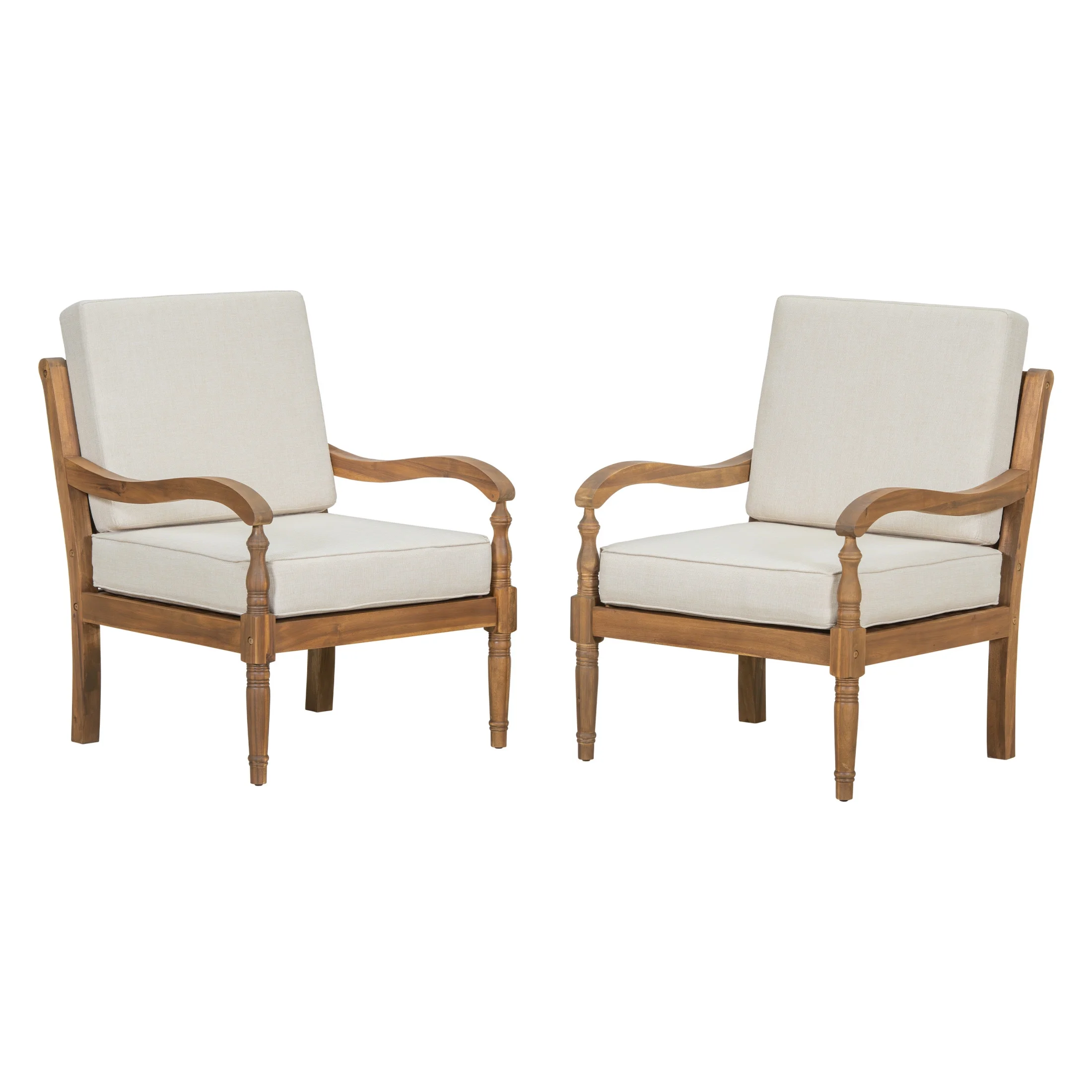 Christopher Knight Home Classic Carved Outdoor Lounge Chair with Cushions, Solid Wood Frame, Beige - Image 13