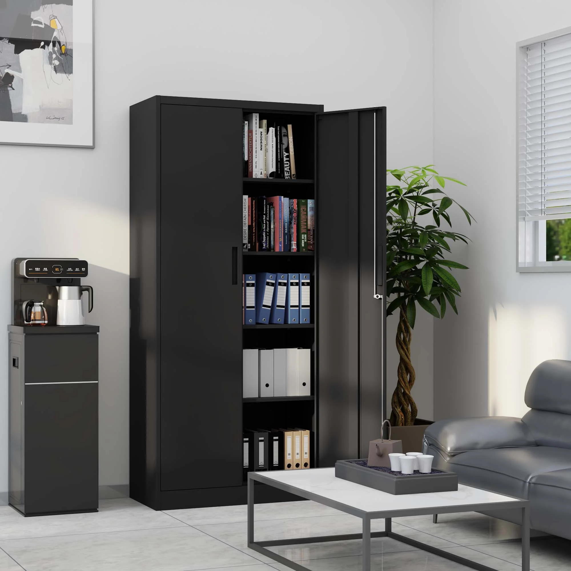 Odaof Metal Garage Storage with 2 Doors and 4 Adjustable Shelves,71" Lockable Tall Steel Cabinet for Office,Garage,School,Home (White) - Image 12