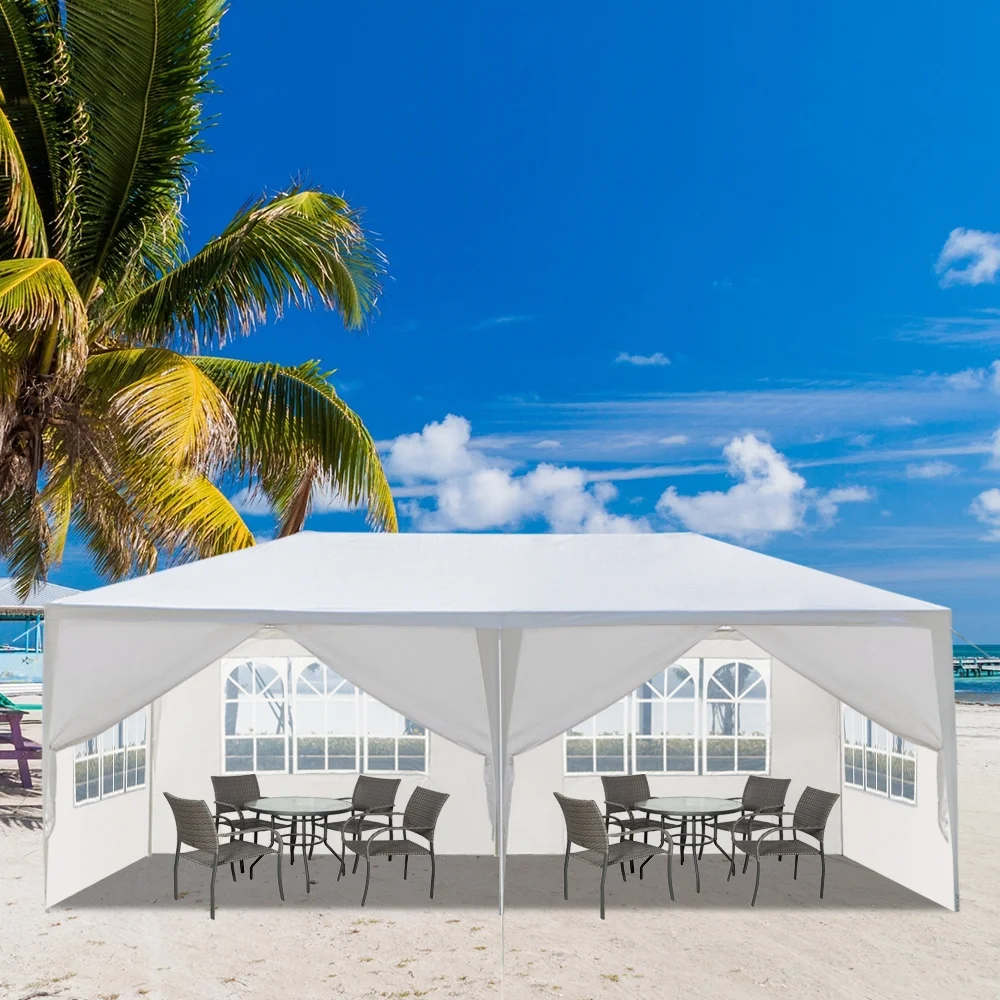 10'x20' Outdoor Party Tent with 6 Removable Sidewalls, Waterproof Canopy Patio Wedding Gazebo, White - Image 7