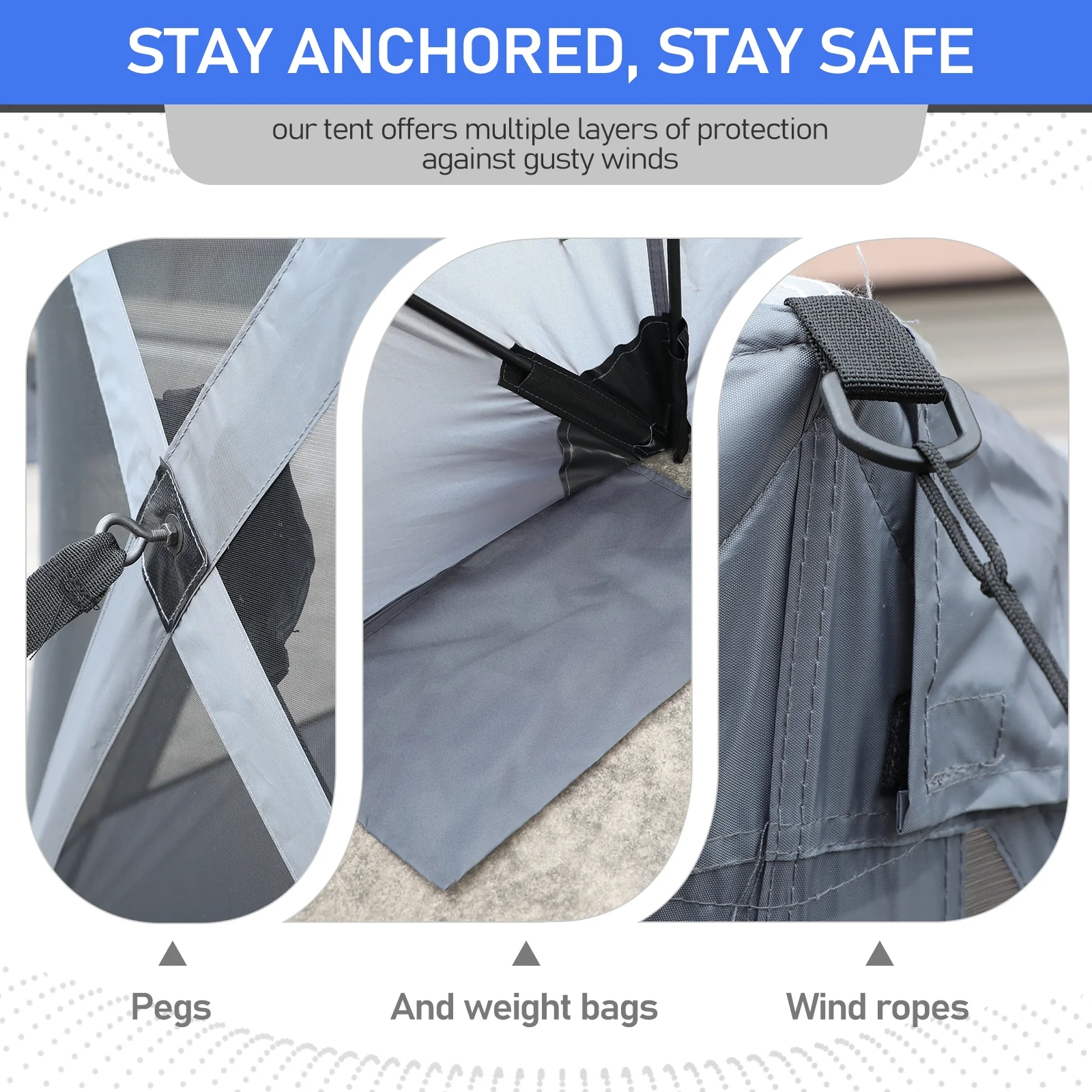 12FT x 12FT Heavy Duty Canopy Tent w/Mosquito Netting, Pop up Canopy with Mesh Sidewalls, Patio Tent with Carry Bag, Easy up Screen Canopy for Parties Camping, Gray - Image 6