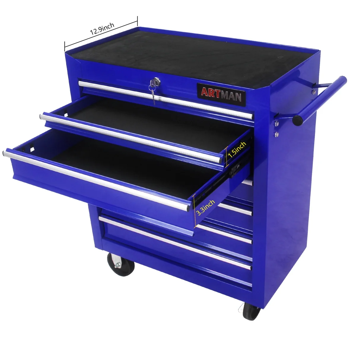 7-Drawer Metal Rolling Tool Chest with Wheels, Tool Storage Cabinet with Locking System, Toolbox with Wheels for Garage, Warehouse, Workshop, Repair Shop, Red - Image 24