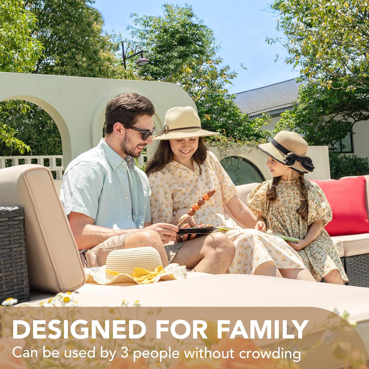 5-Piece All-Weather Patio Furniture Set with Cushions, Outdoor Wicker Conversation Sofa Set for Garden, Deck & Backyard - Image 13