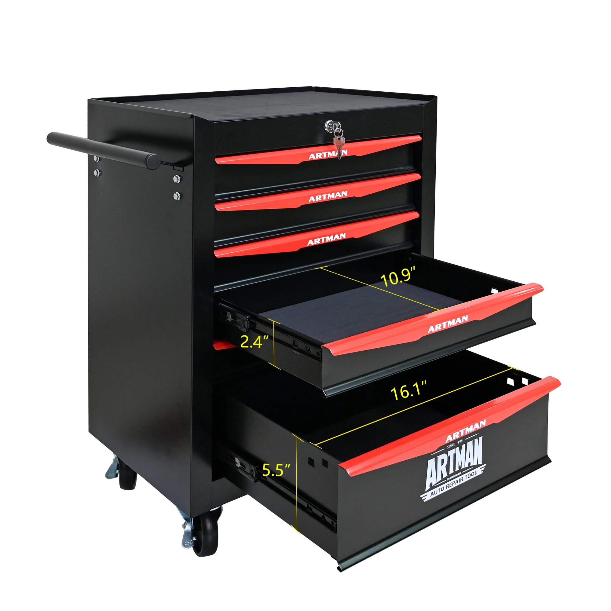 ARTMAN 20" 5-Drawer Rolling Metal Tool Chest Cabinet,Steel Tool Storage Box Organizer for Garage Workshop Warehouse - Image 38