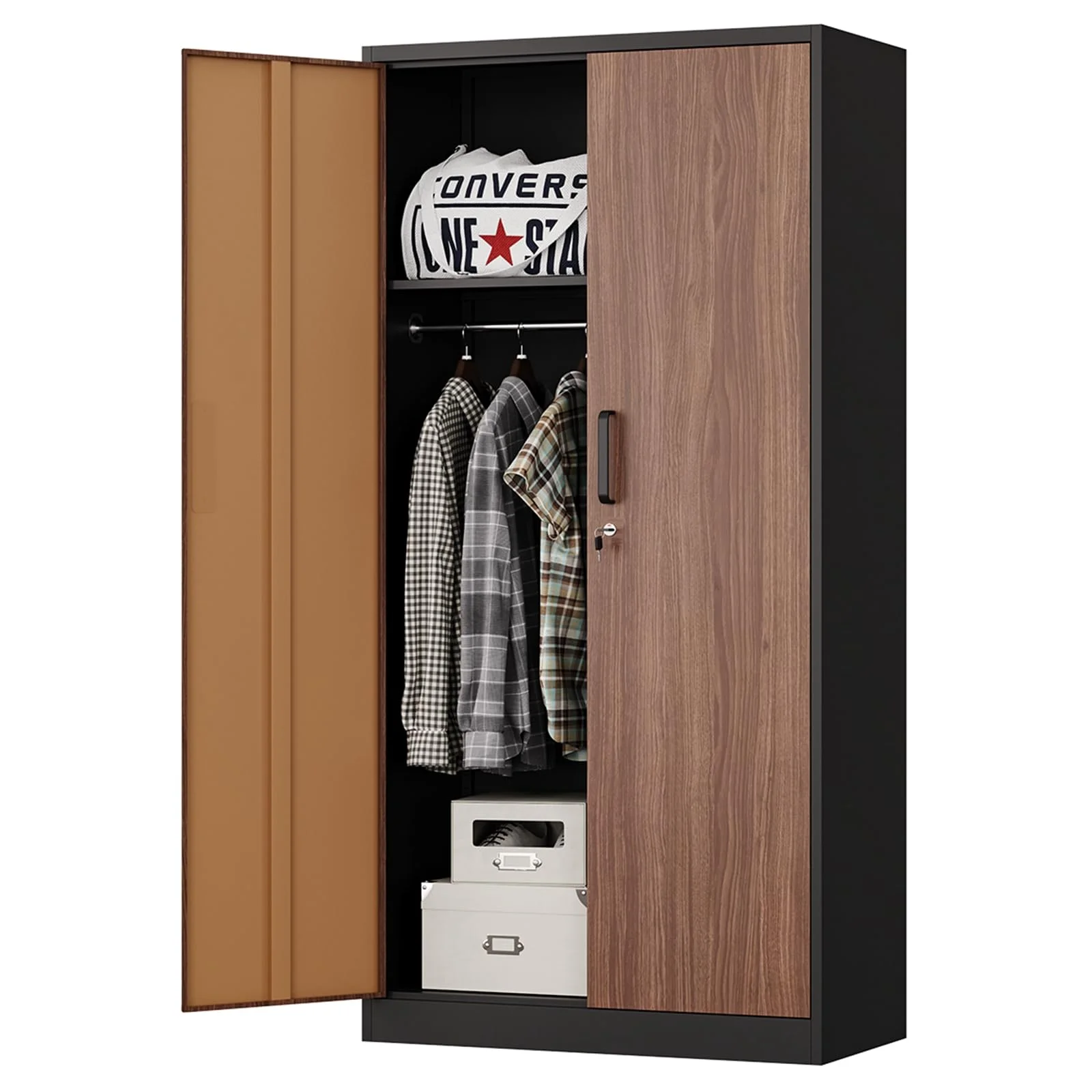MIIIKO 71" Metal Storage Locker Metal Garage Locker Cabinets with Locking Door and 4 Adjustable Shelves, Steel Classic Storage Cabinet for Home, School, Office, Garage - Image 46
