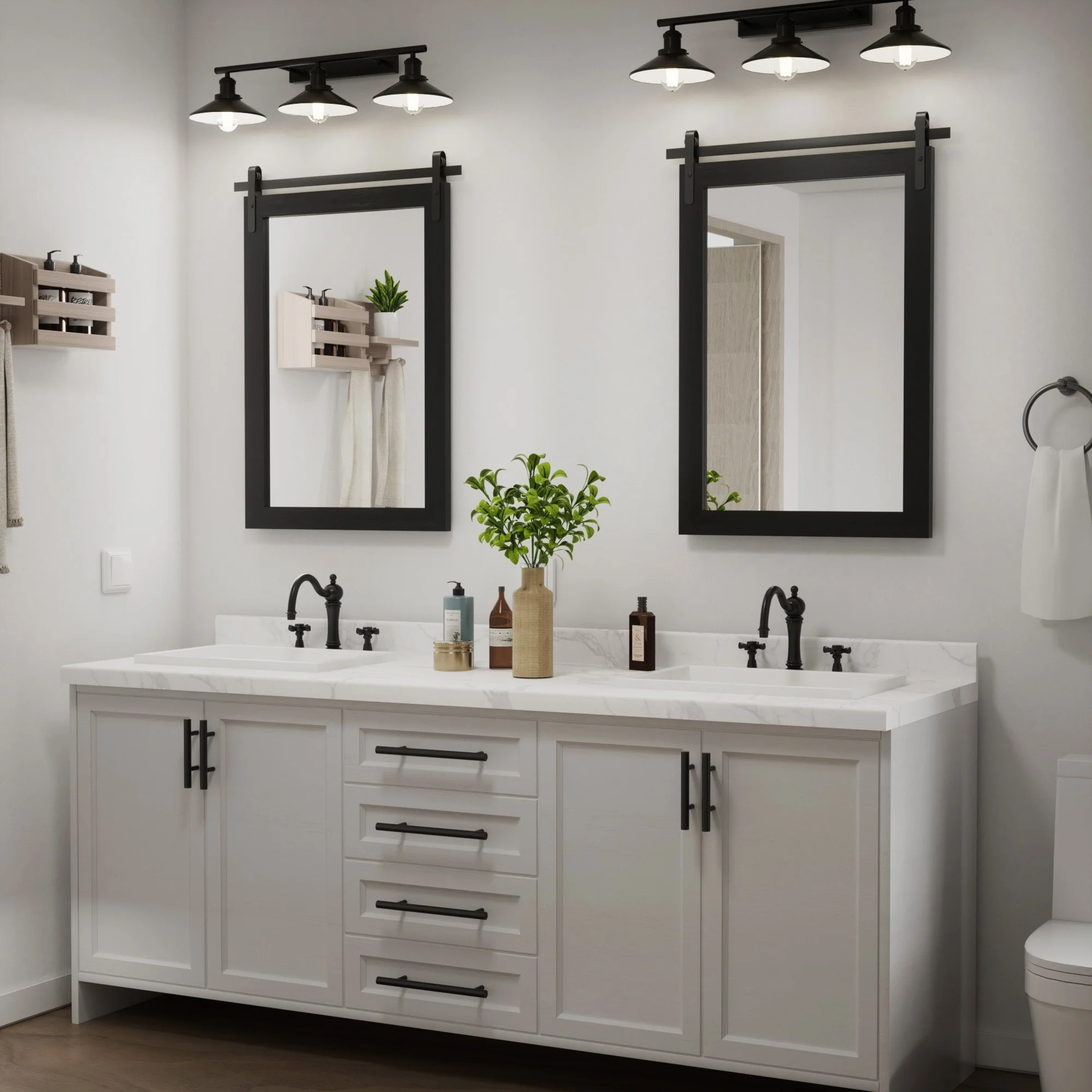 Modern Rectangular Wall Mirror with Wood Frame, Bathroom and Barn Door Mirror, Multiple Sizes - Image 15