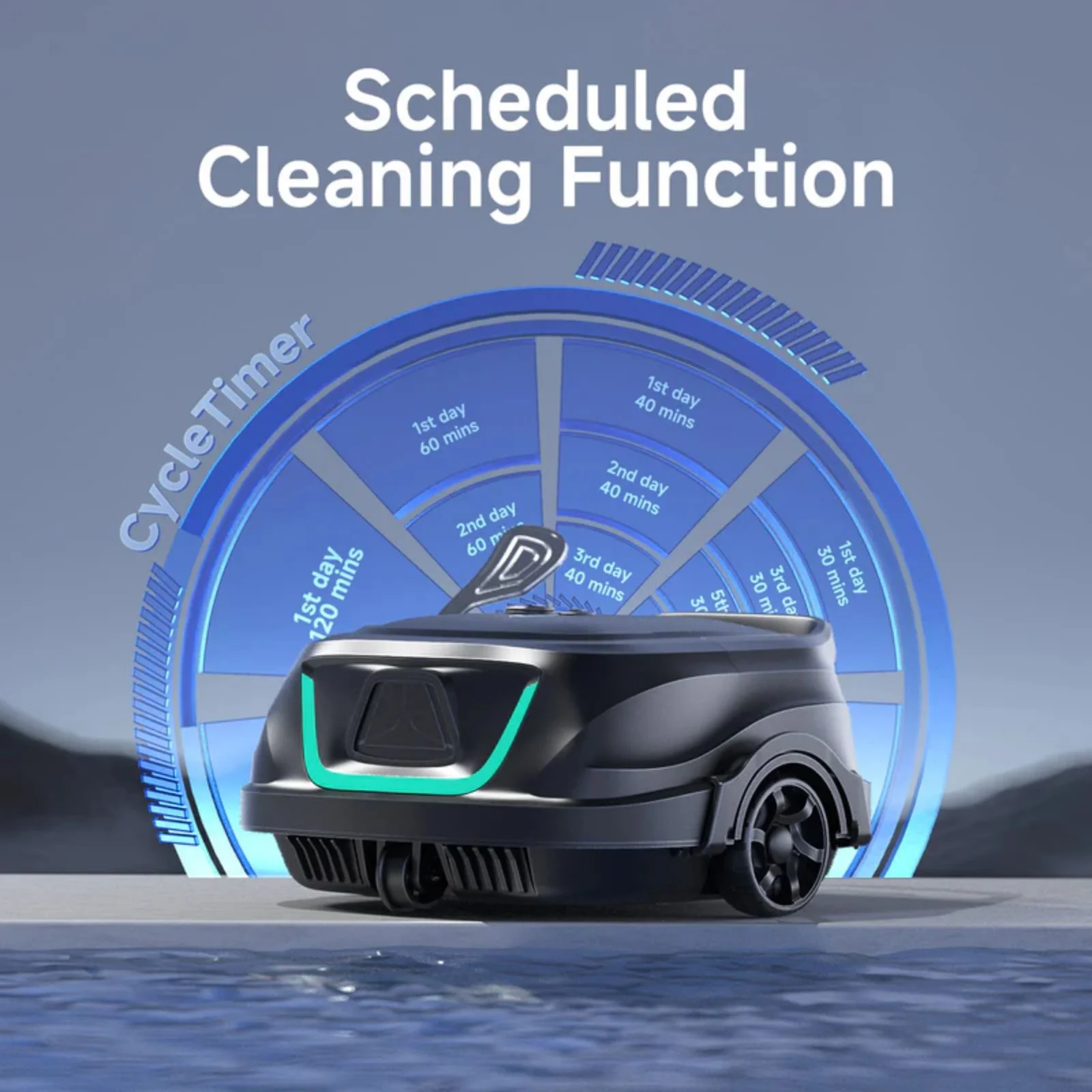 2025 New Upgraded WYBOT A1 Cordless Robotic Pool Vacuum Cleaner - Floor-Only Cleaning for Above Ground Flat-Bottom Pools (Up to 1,076 sq. ft), 120-Min Runtime, Black Green - Image 4